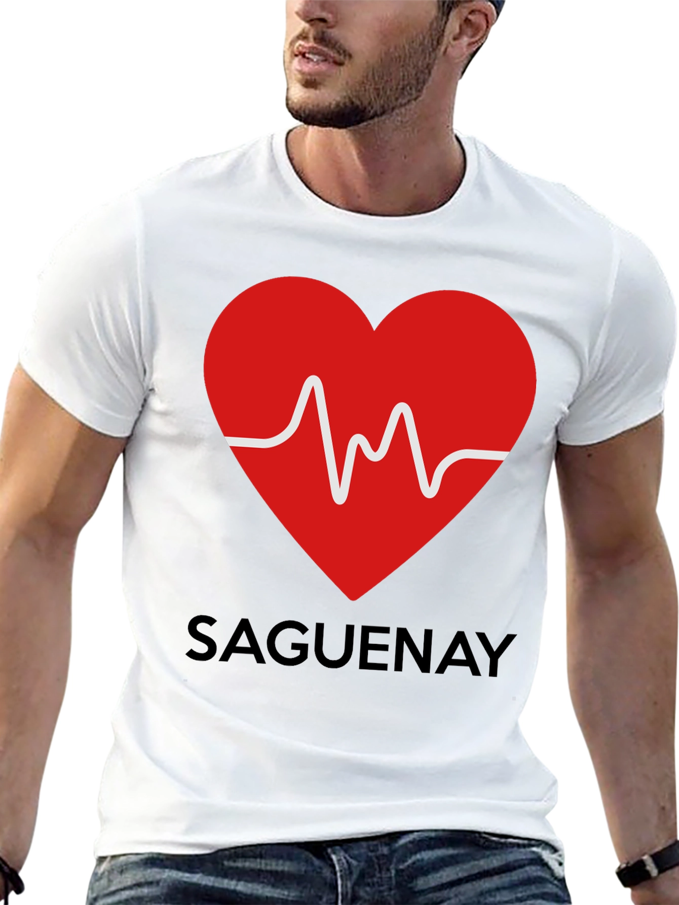 Saguenay Heartbeat T-Shirt - Black Cotton Tee