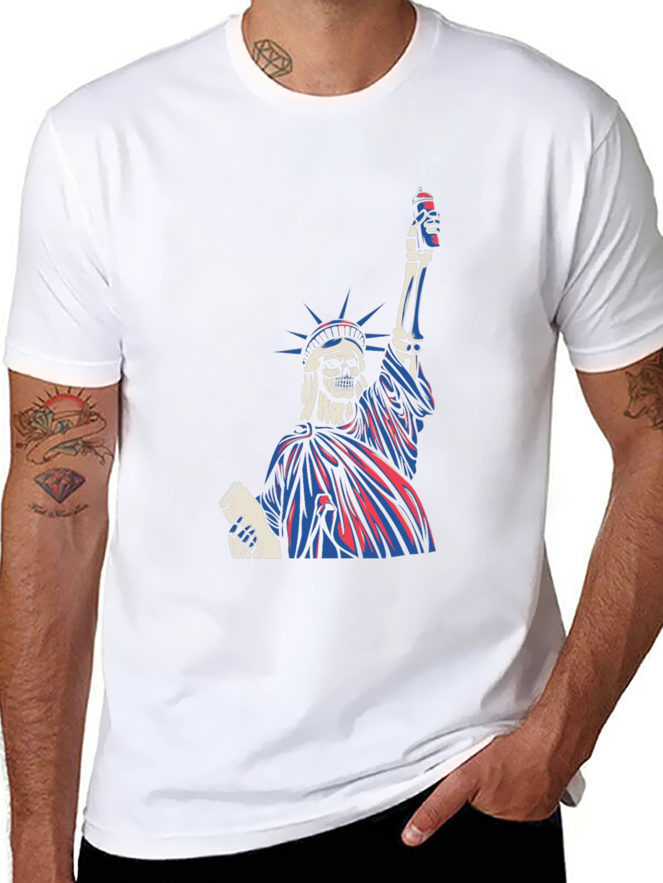 Statue of Liberty Skeleton Graphic T-Shirt