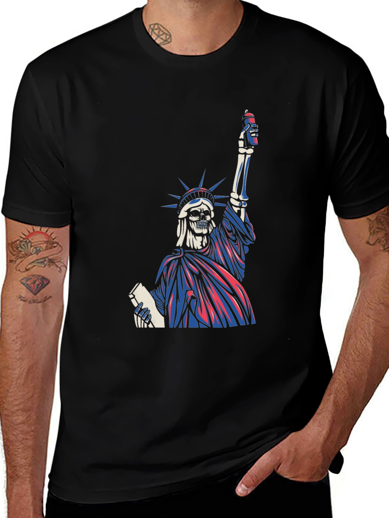Statue of Liberty Skeleton Graphic T-Shirt