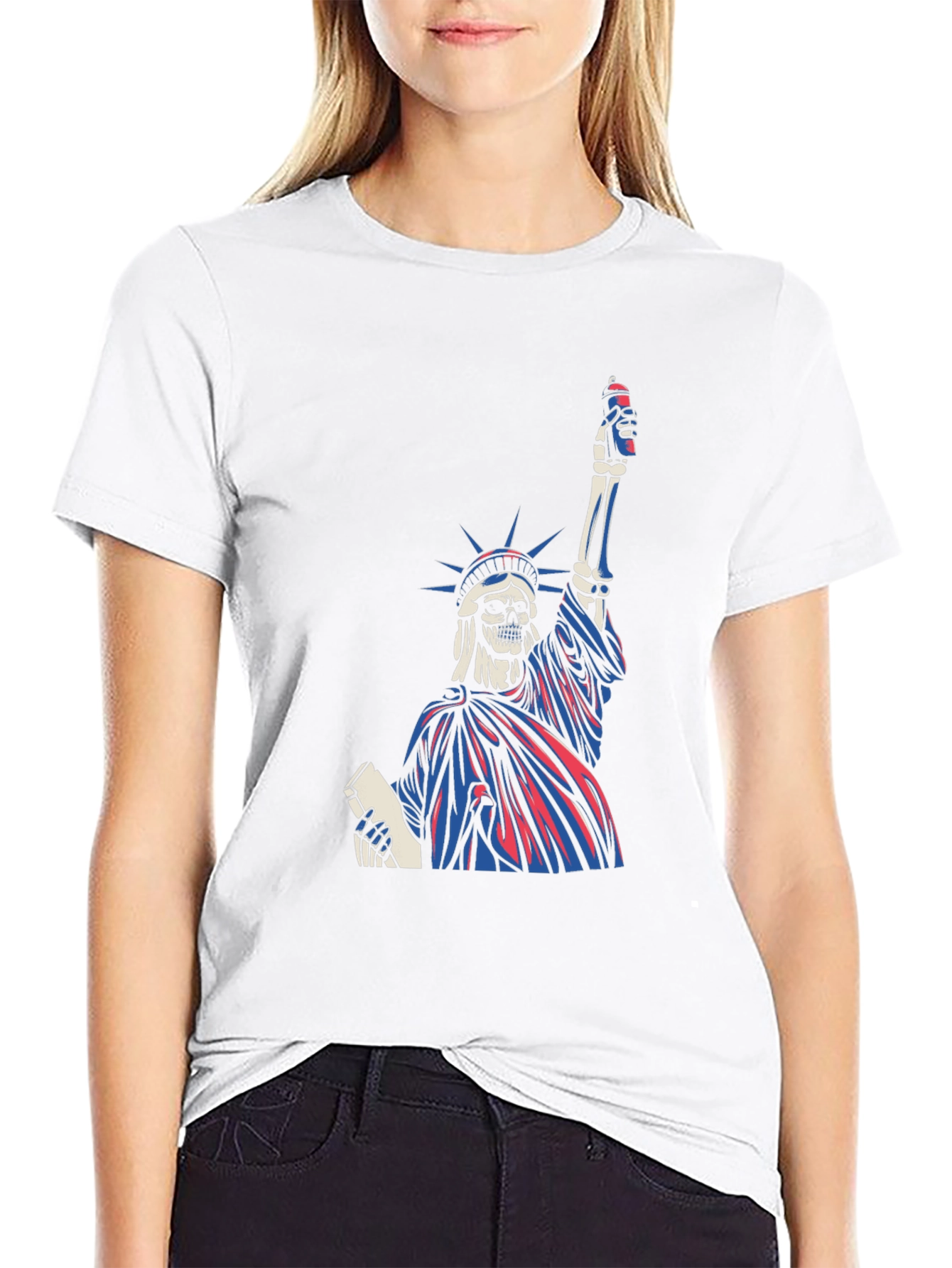 Statue of Liberty Skeleton Graphic T-Shirt