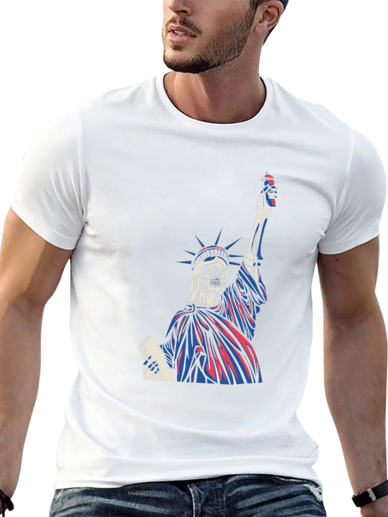 Statue of Liberty Skeleton Graphic T-Shirt