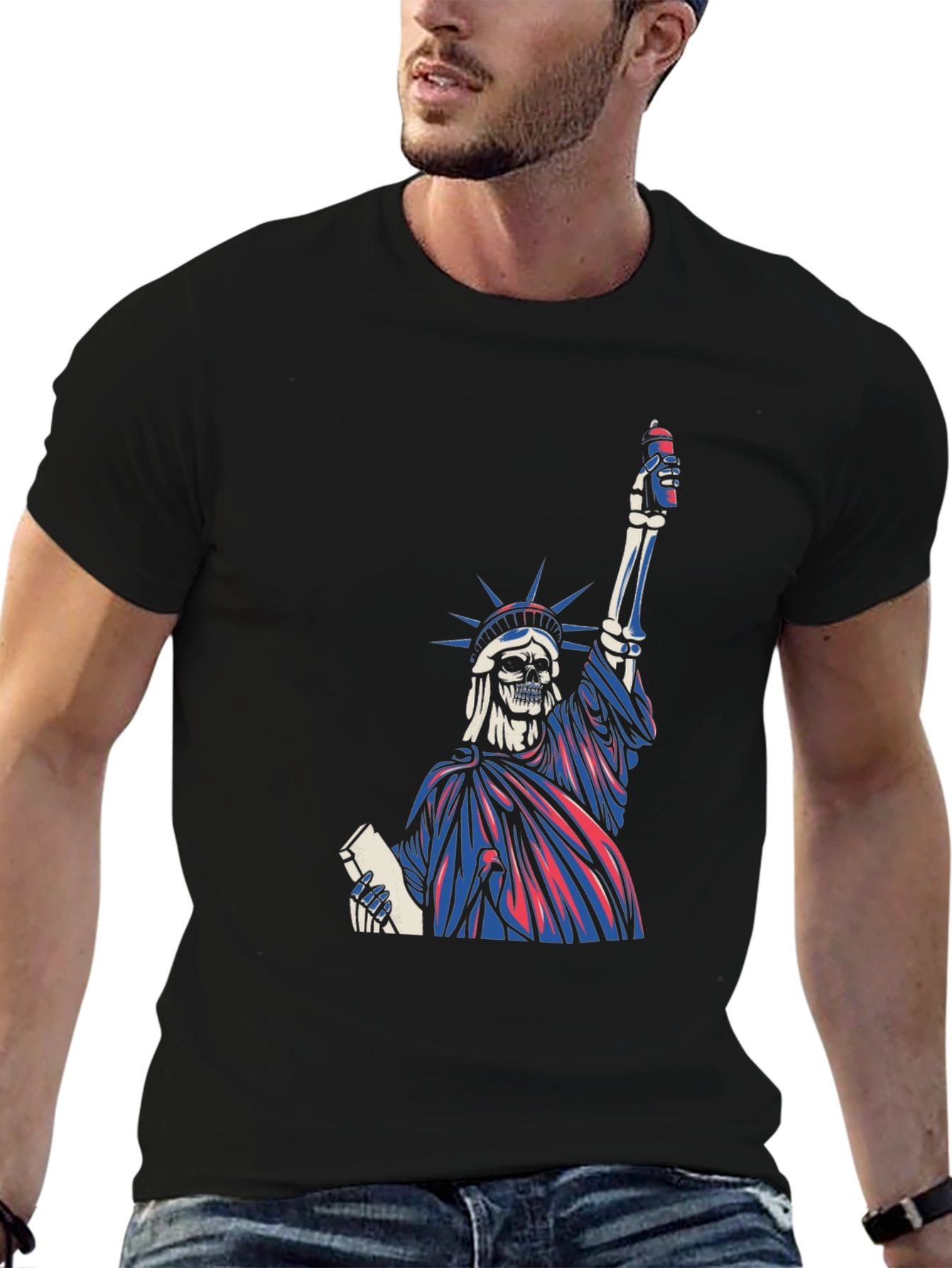 Statue of Liberty Skeleton Graphic T-Shirt