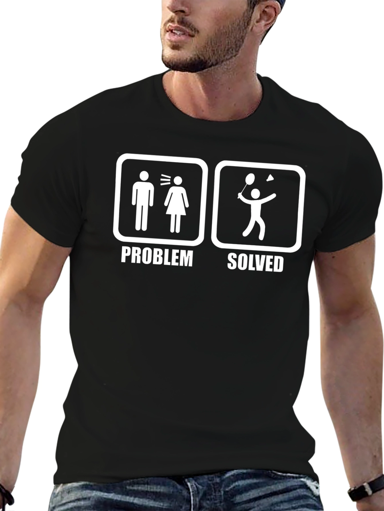 Problem Solved Badminton T-Shirt - Funny Graphic Tee