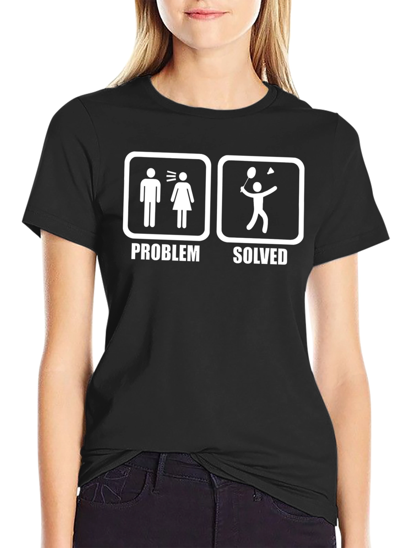 Problem Solved Badminton T-Shirt - Funny Graphic Tee