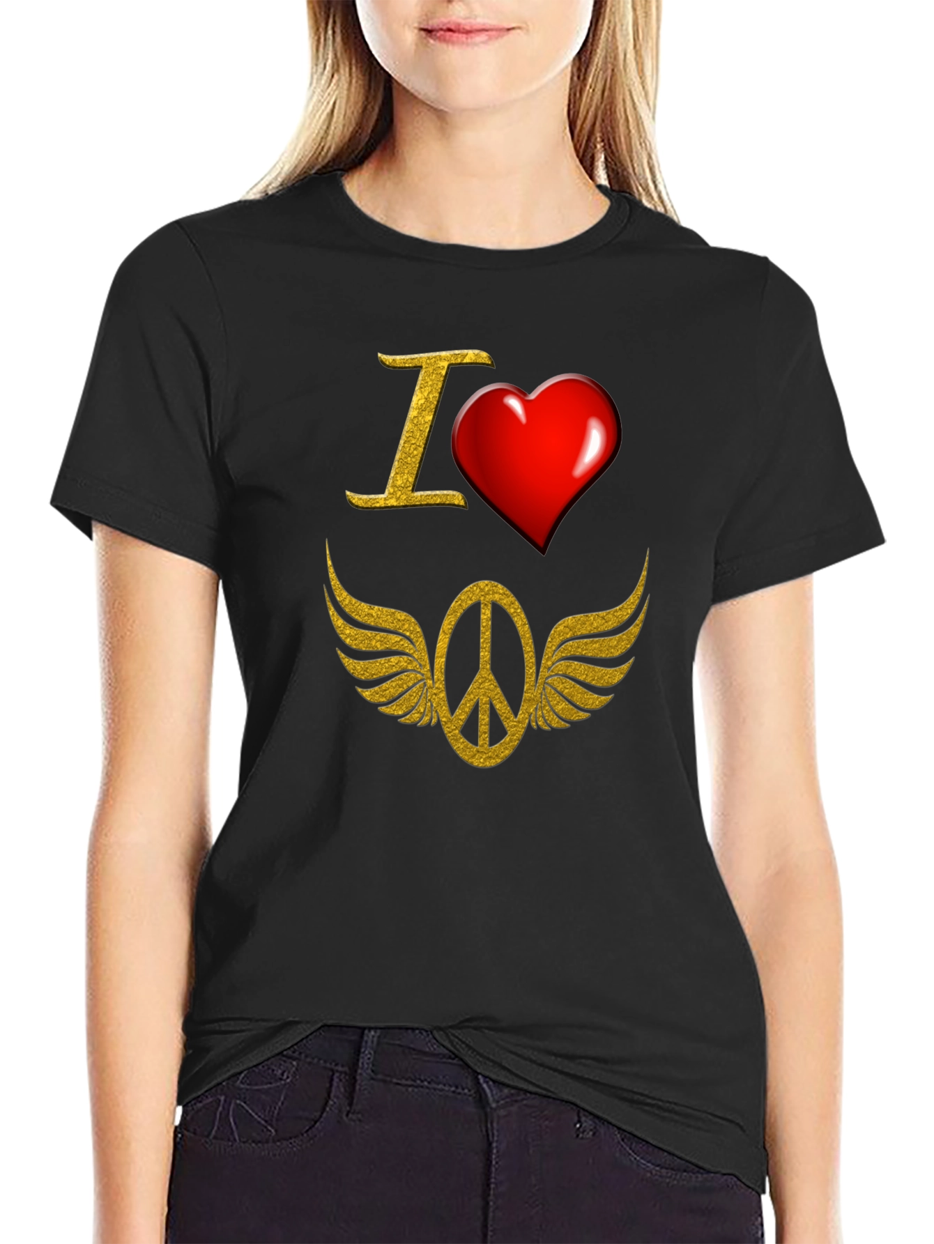 I Love Peace Black T-Shirt
