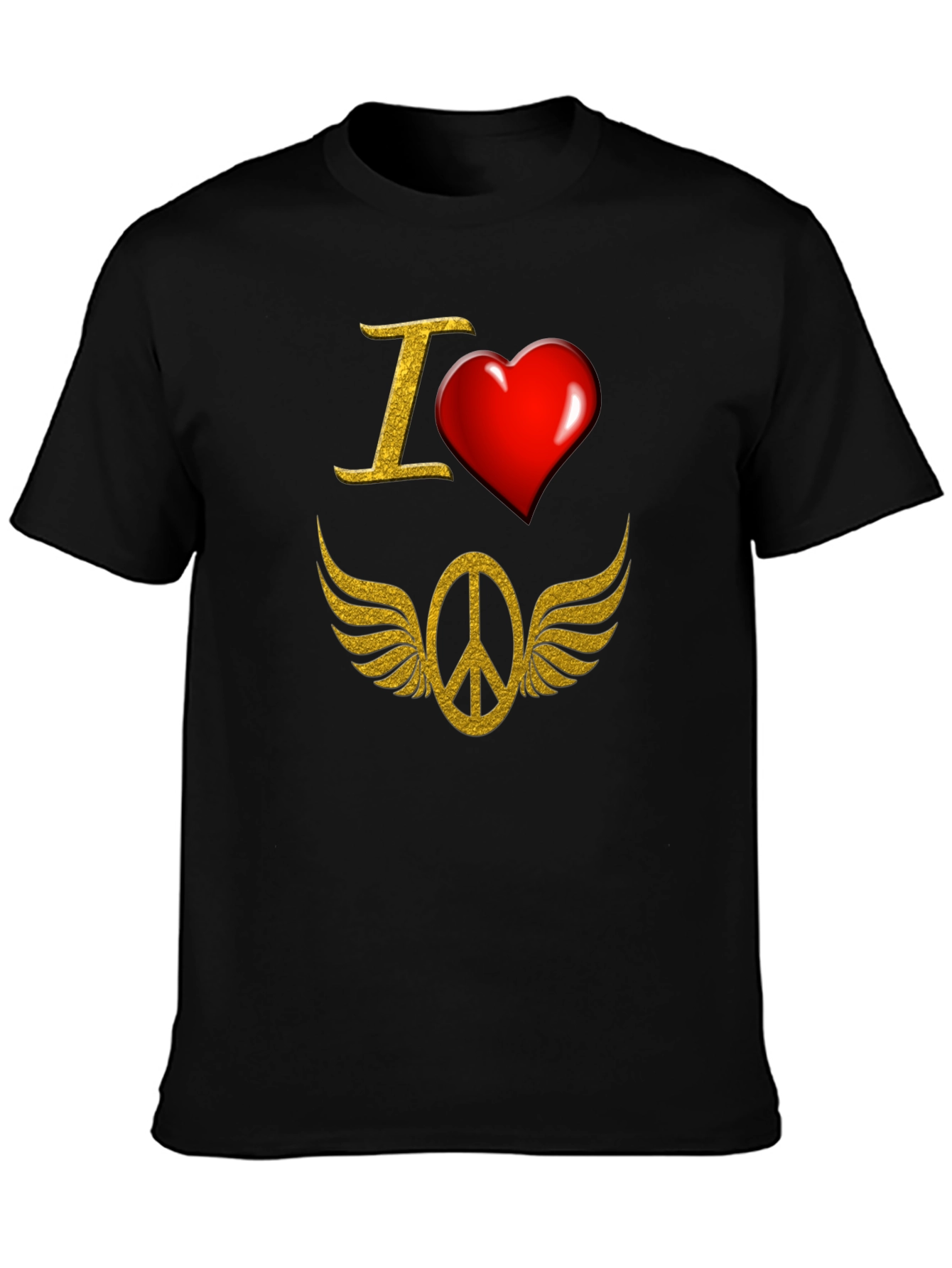 I Love Peace Black T-Shirt