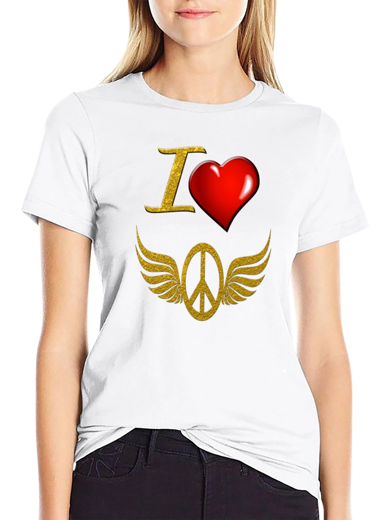 I Love Peace Black T-Shirt