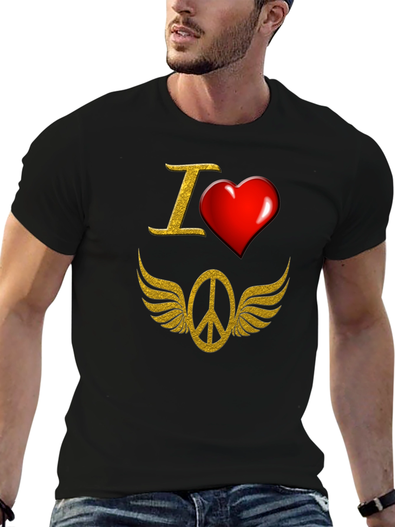 I Love Peace Black T-Shirt