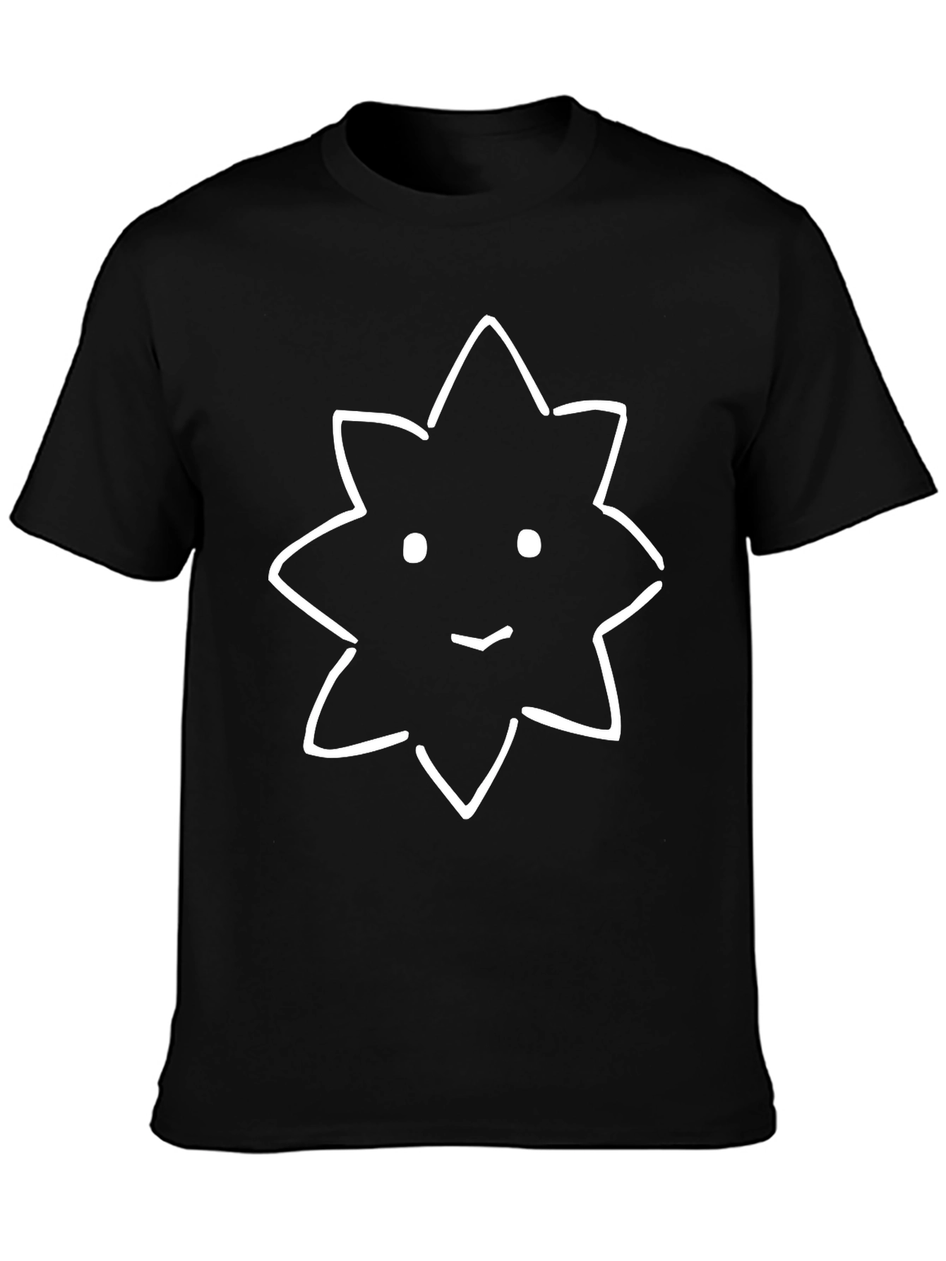Cute Star Face Black T-Shirt