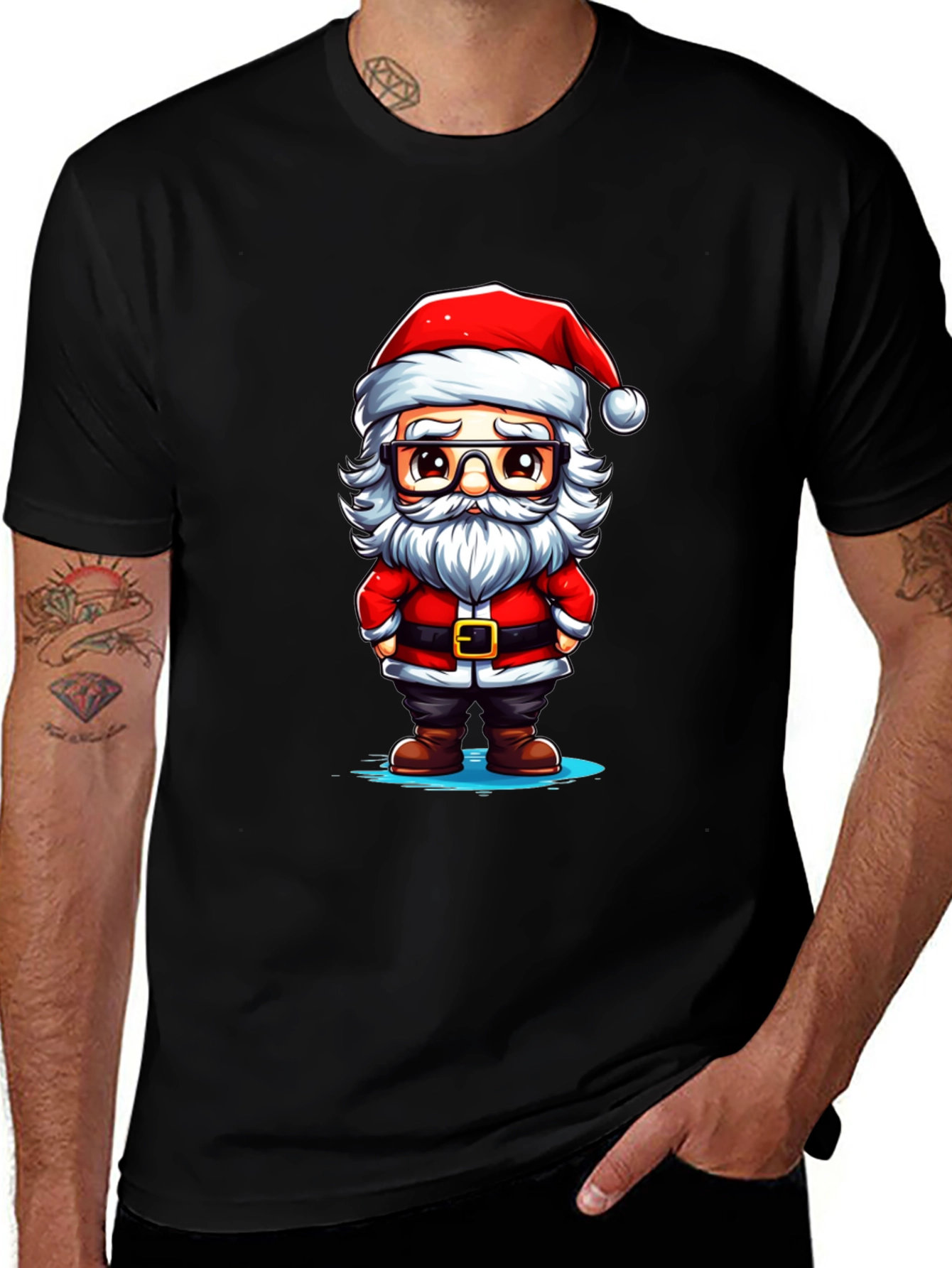 Cartoon Santa Graphic Tee - Holiday Cheer!