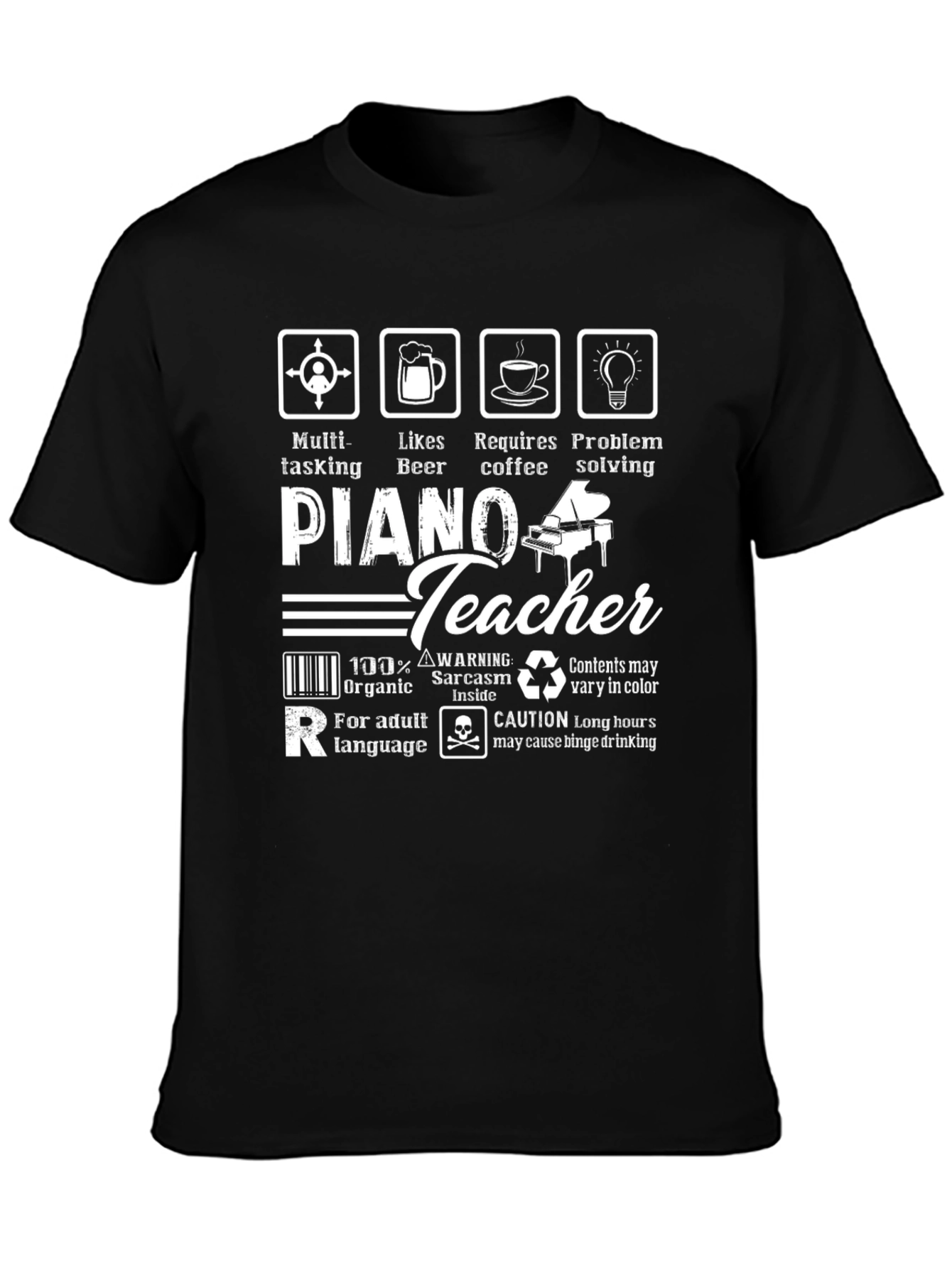 Piano Teacher Humor Graphic Tee