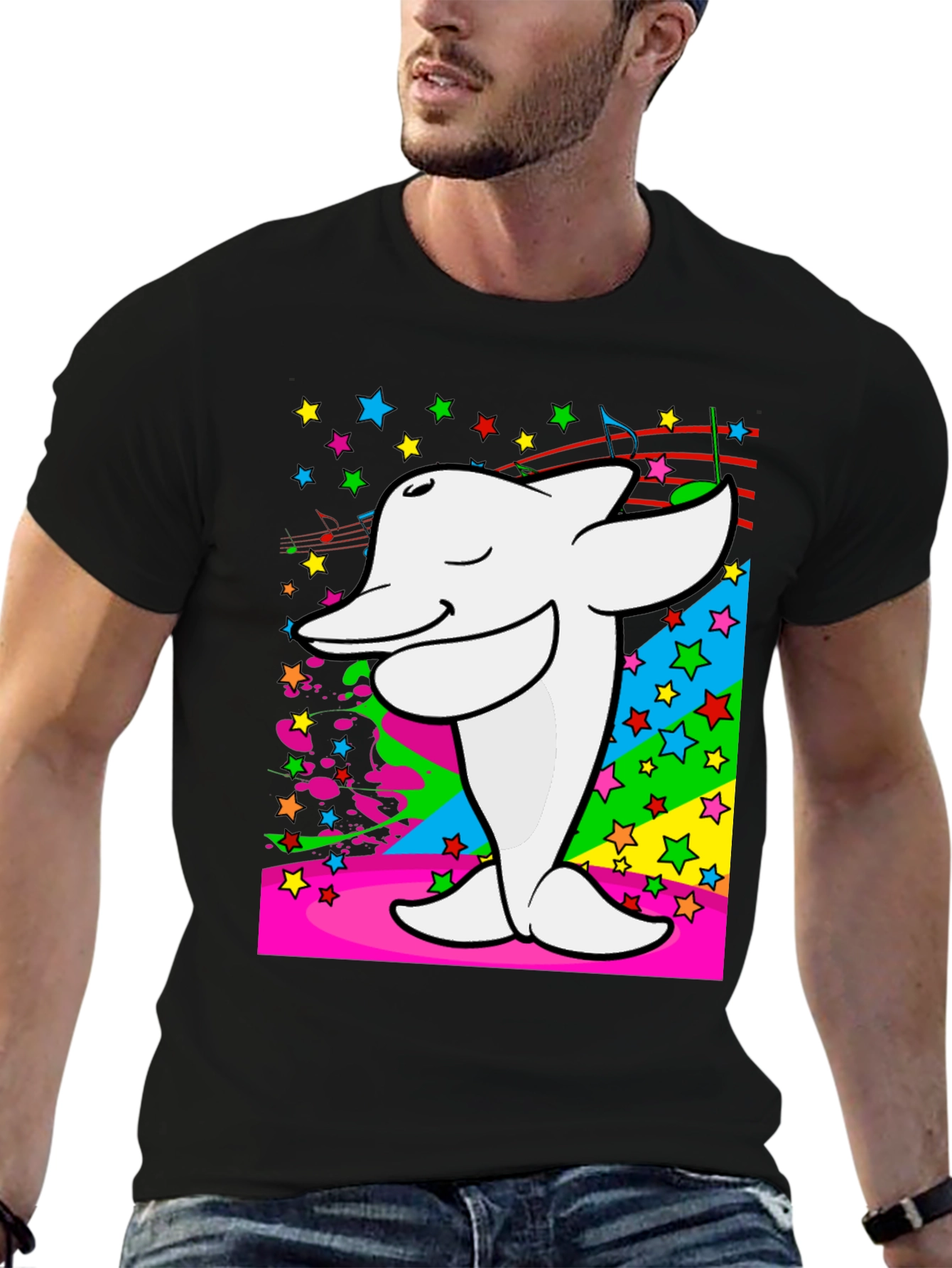 Dabbing Dolphin Graphic Tee - Funky Music Lover Shirt