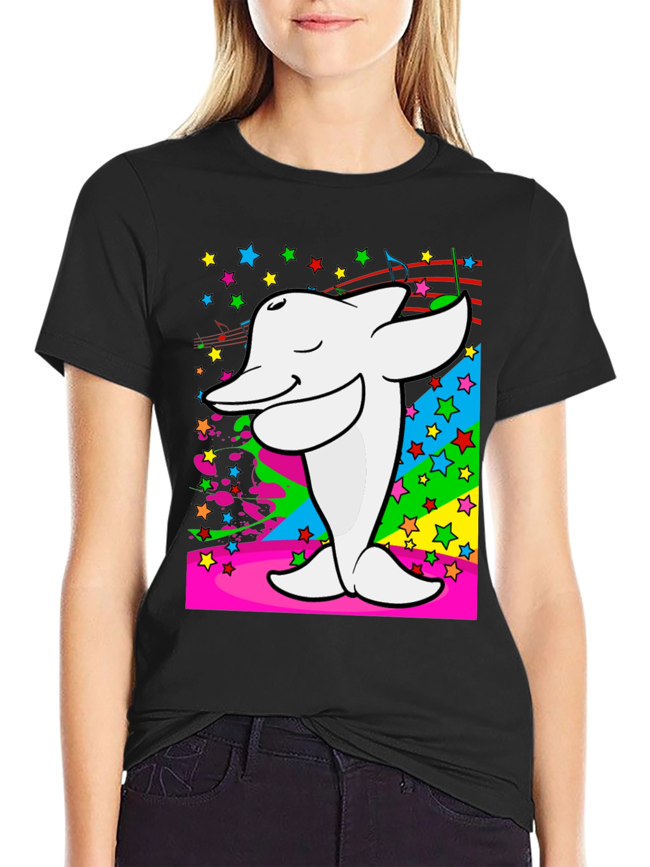 Dabbing Dolphin Graphic Tee - Funky Music Lover Shirt