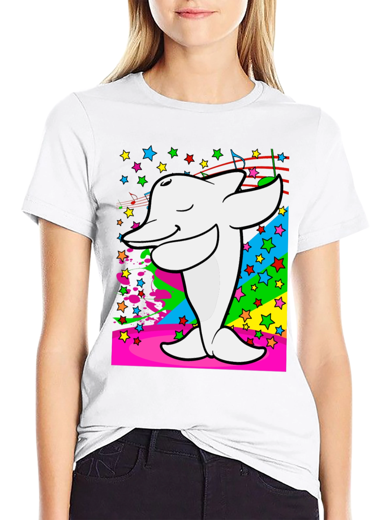 Dabbing Dolphin Graphic Tee - Funky Music Lover Shirt
