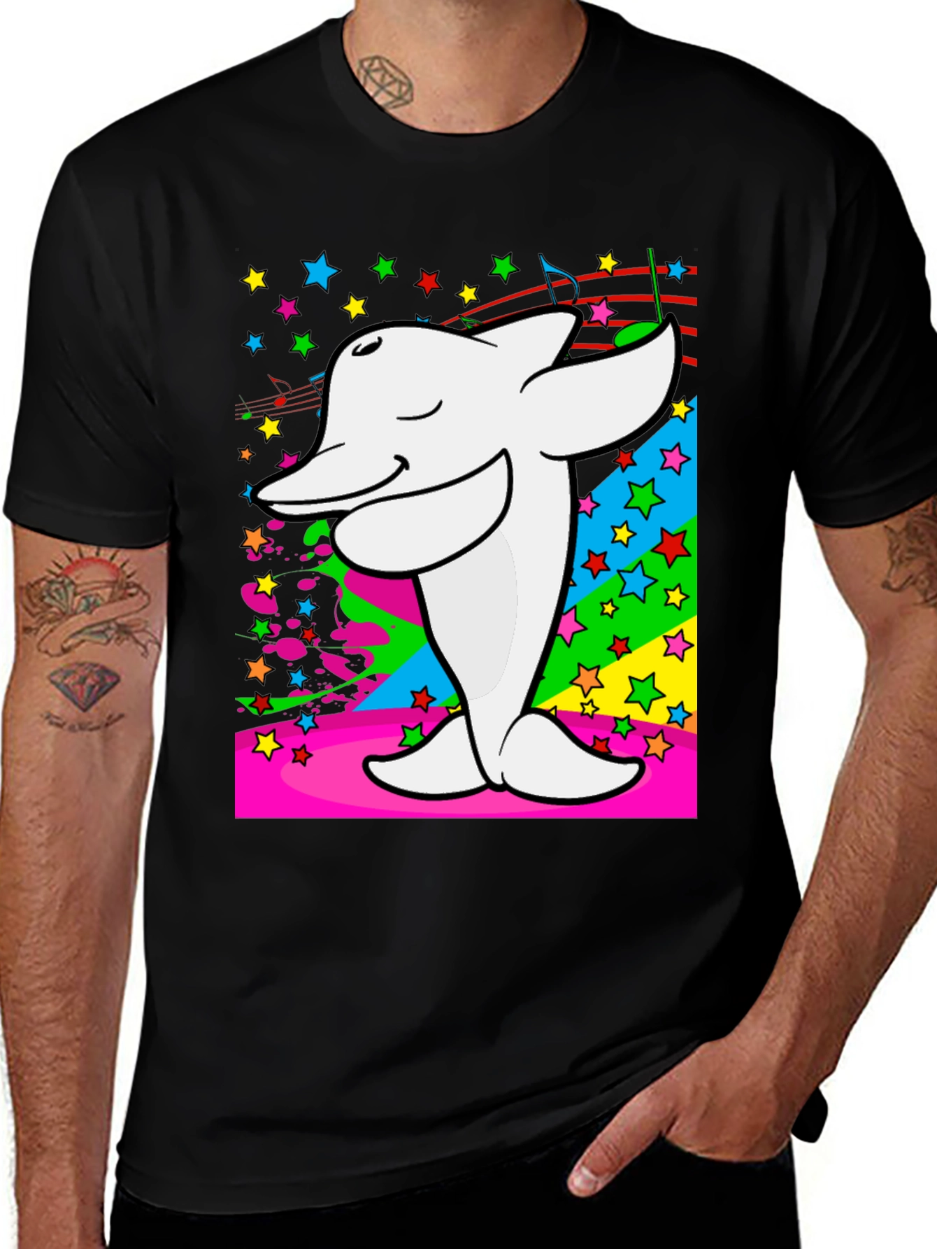 Dabbing Dolphin Graphic Tee - Funky Music Lover Shirt