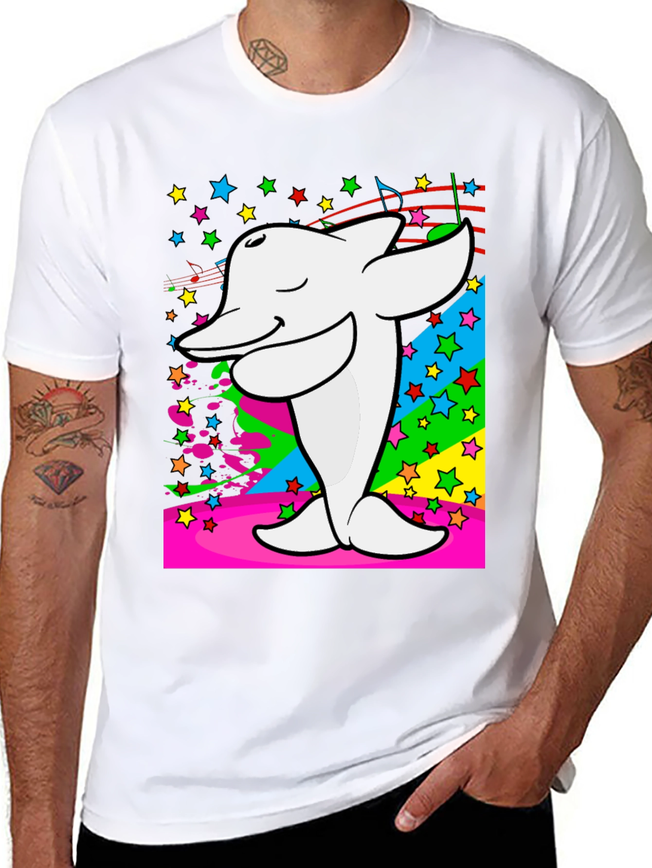 Dabbing Dolphin Graphic Tee - Funky Music Lover Shirt