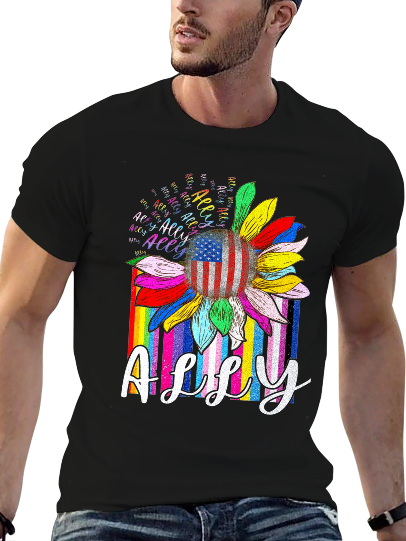 Ally Pride Rainbow Sunflower Tee