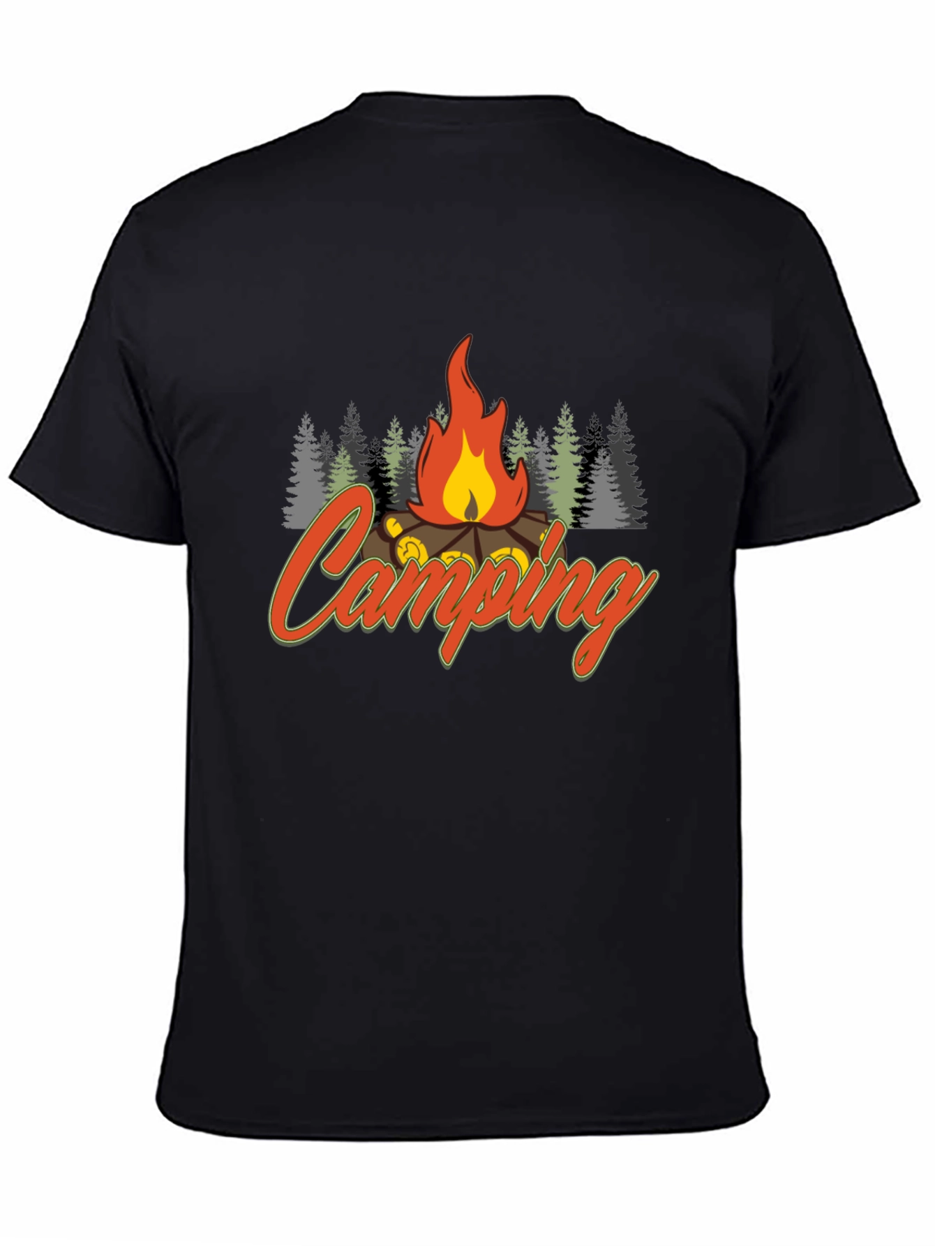 Camping Fire Graphic Tee - Black