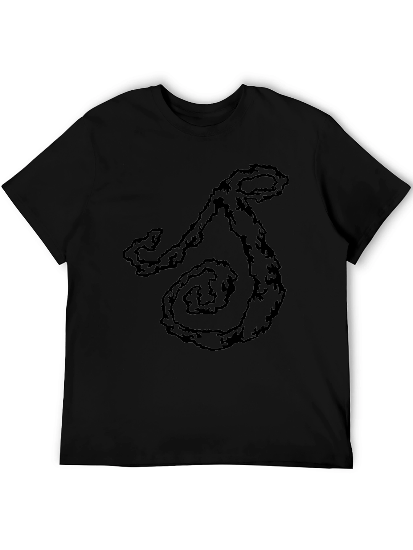 Mens Black T-Shirt with Abstract Swirl Design
