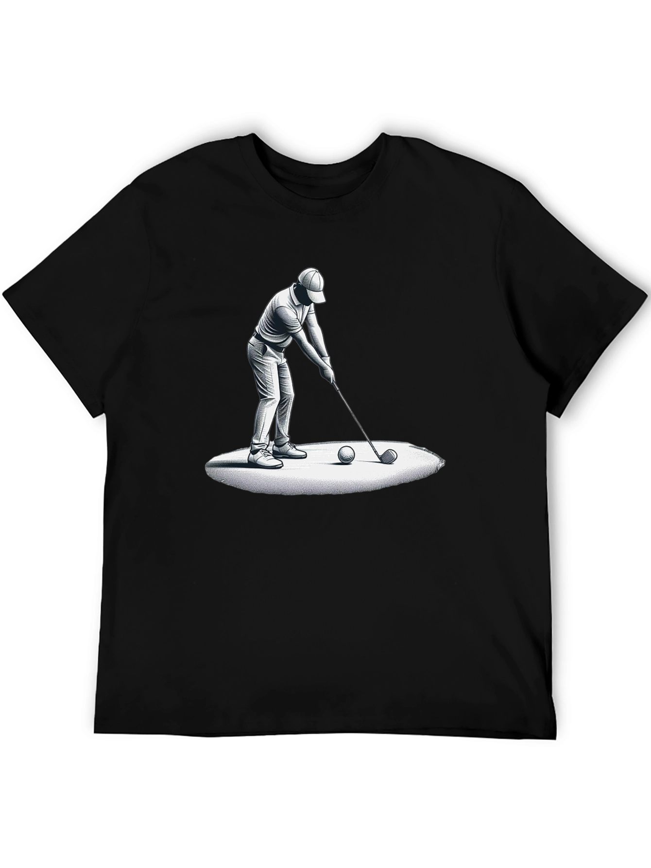 Golfer Graphic Tee - Stylish Black Cotton Blend