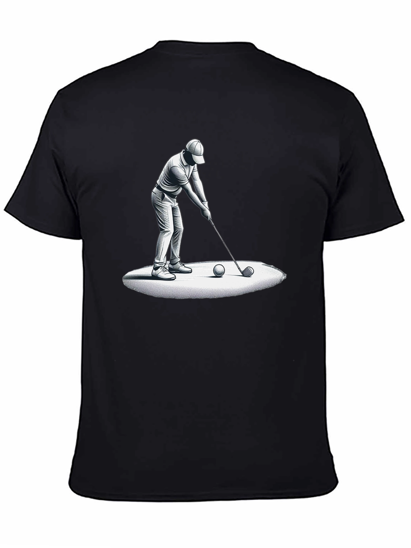 Golfer Graphic Tee - Stylish Black Cotton Blend