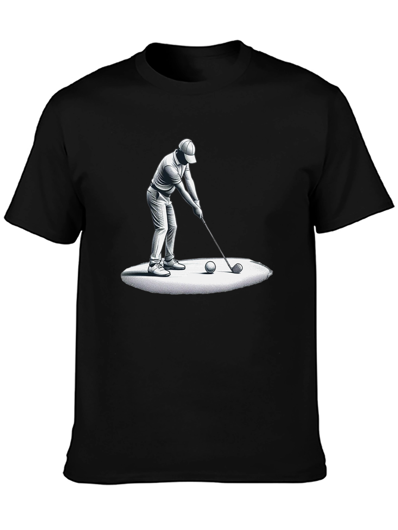 Golfer Graphic Tee - Stylish Black Cotton Blend