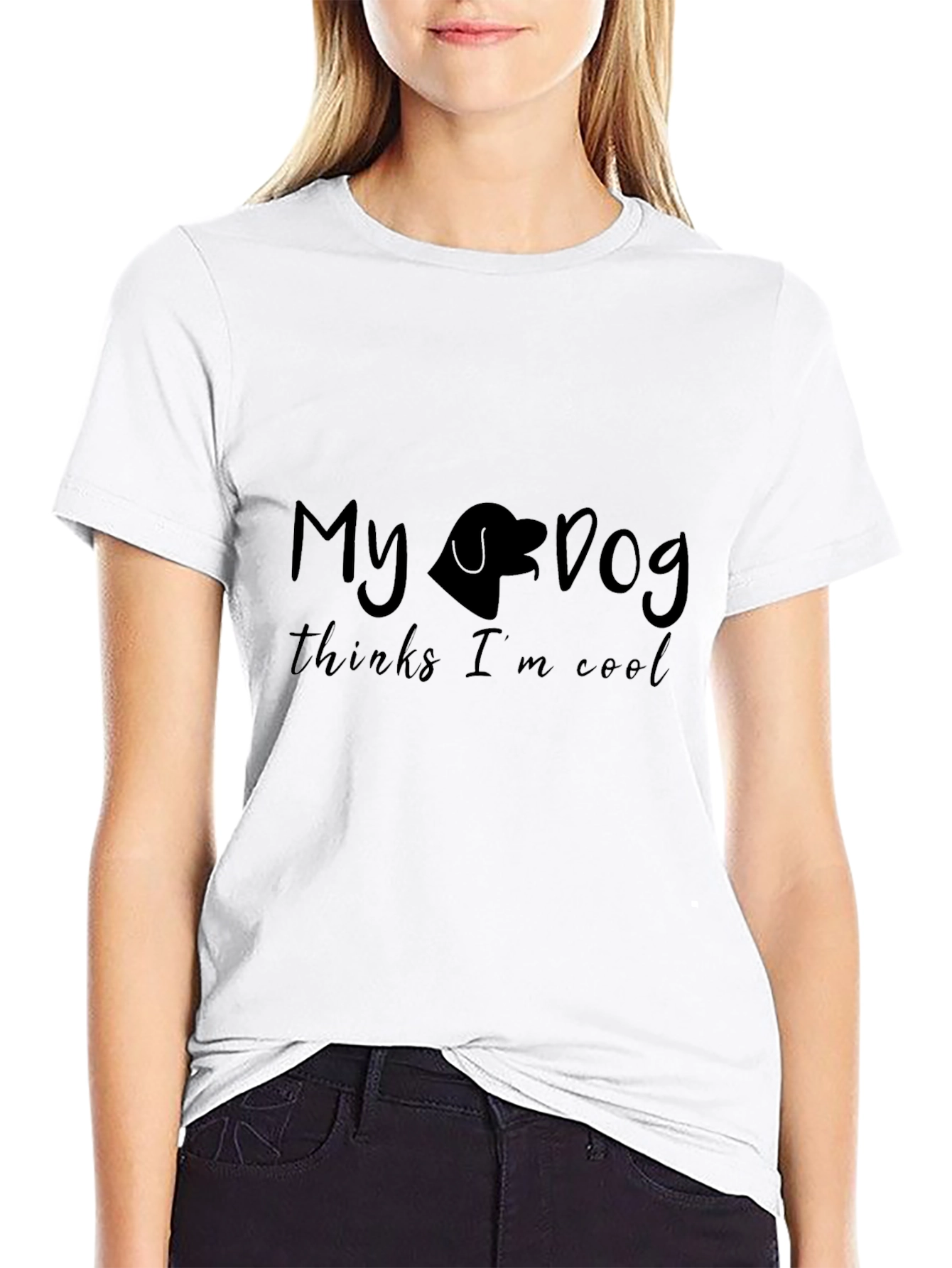 My Dog Thinks Im Cool Black Graphic Tee