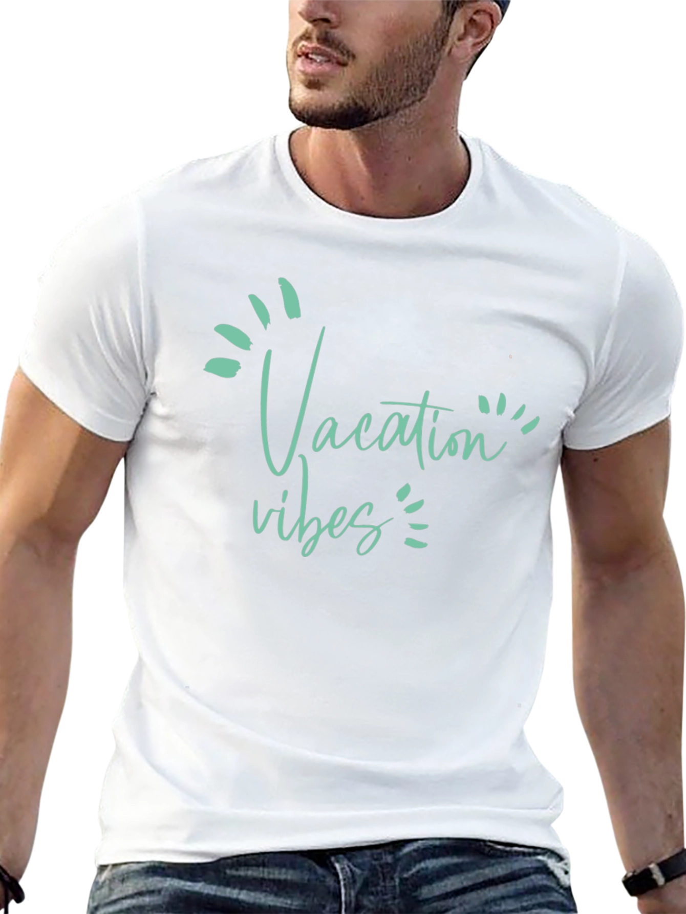Vacation Vibes Graphic Tee - Black Cotton T-Shirt