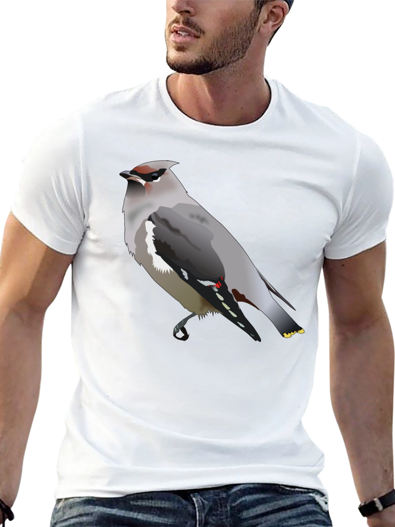 Waxwing Bird Graphic Tee - Unisex Black T-Shirt