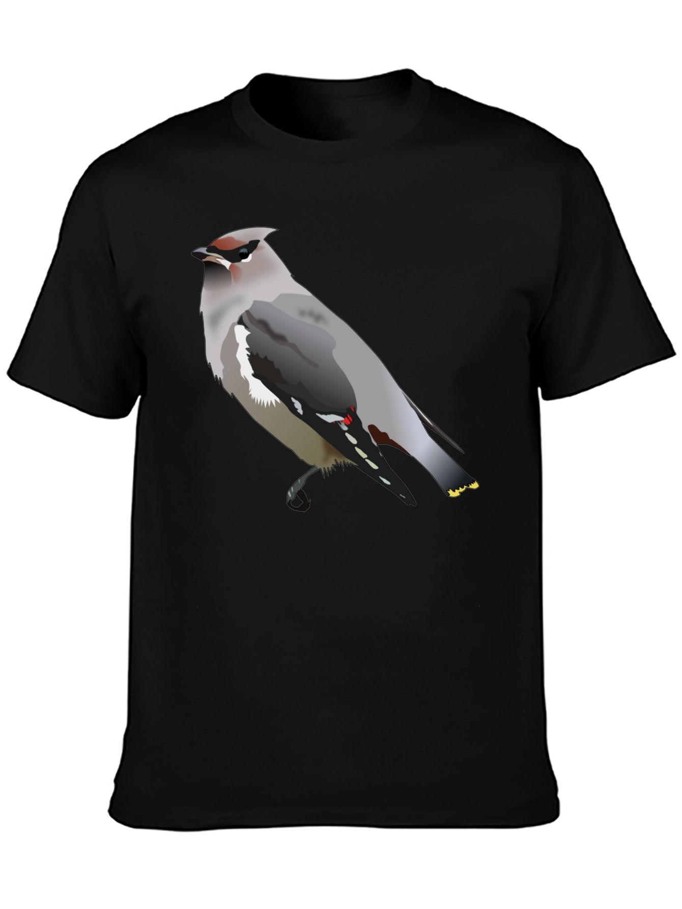 Waxwing Bird Graphic Tee - Unisex Black T-Shirt