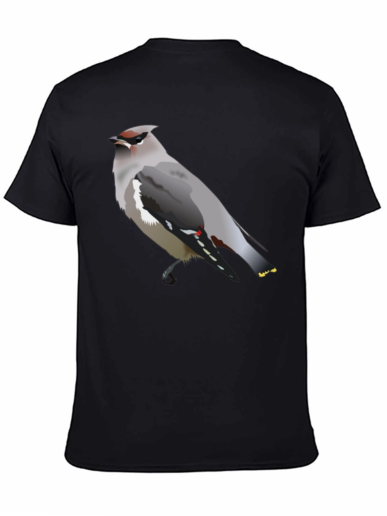 Waxwing Bird Graphic Tee - Unisex Black T-Shirt