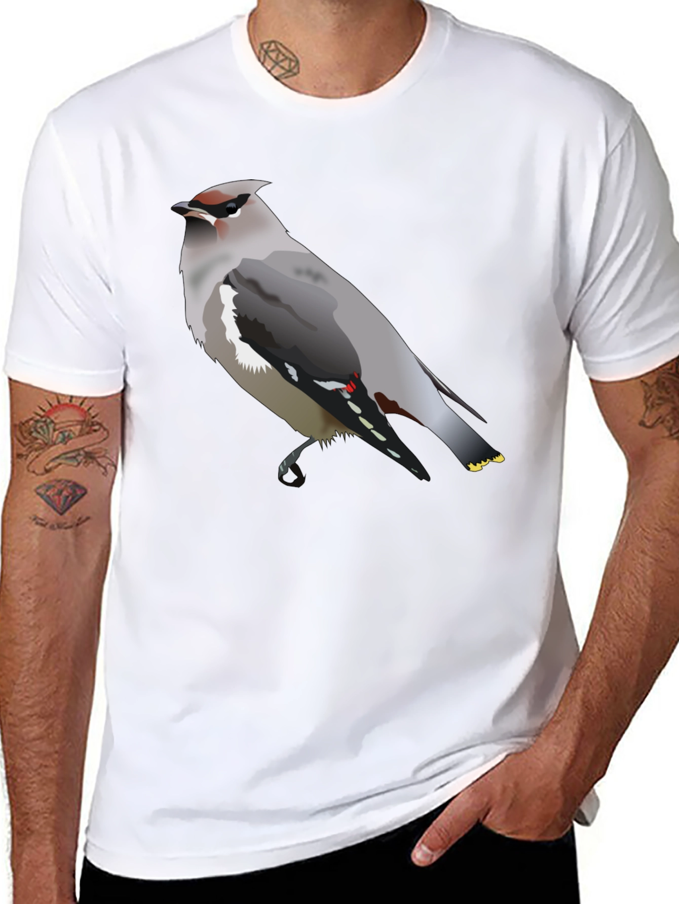 Waxwing Bird Graphic Tee - Unisex Black T-Shirt