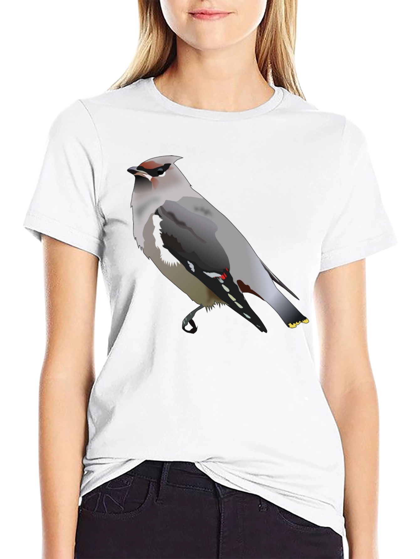 Waxwing Bird Graphic Tee - Unisex Black T-Shirt