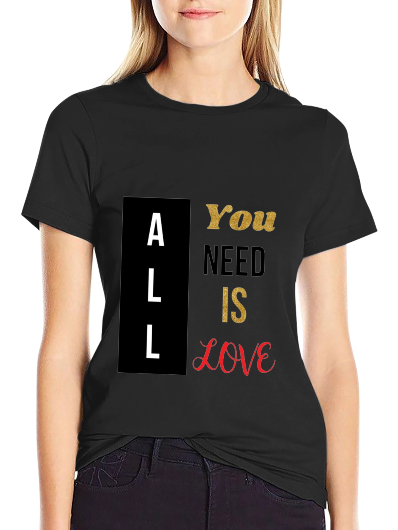All You Need Is Love Black Graphic Tee