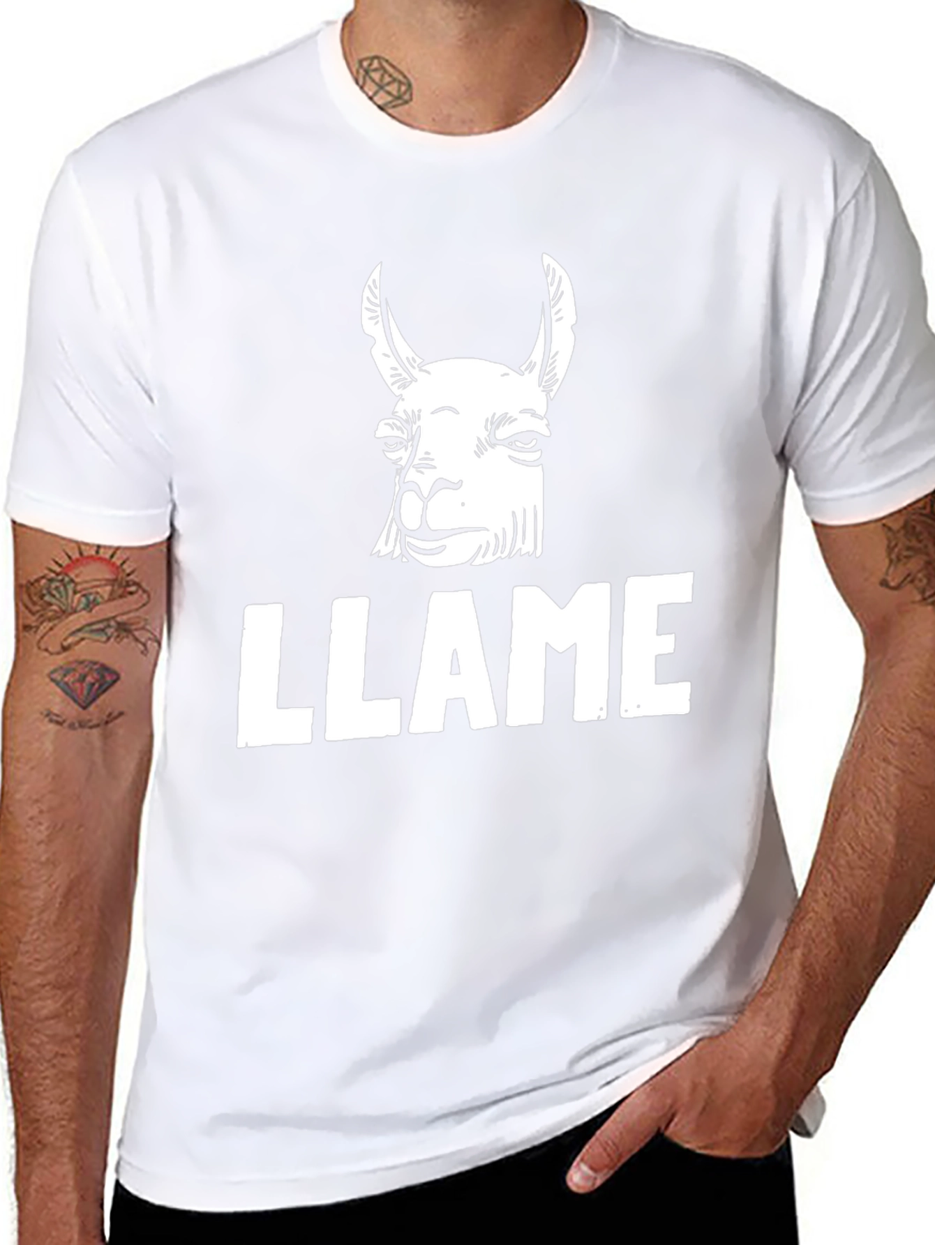 Llama Graphic Print Black T-Shirt