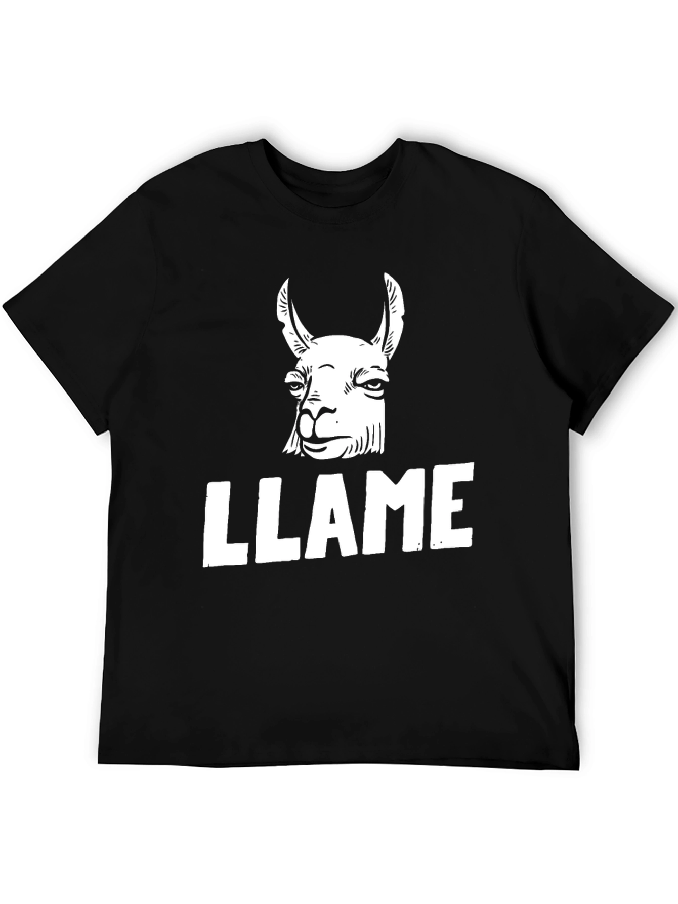 Llama Graphic Print Black T-Shirt