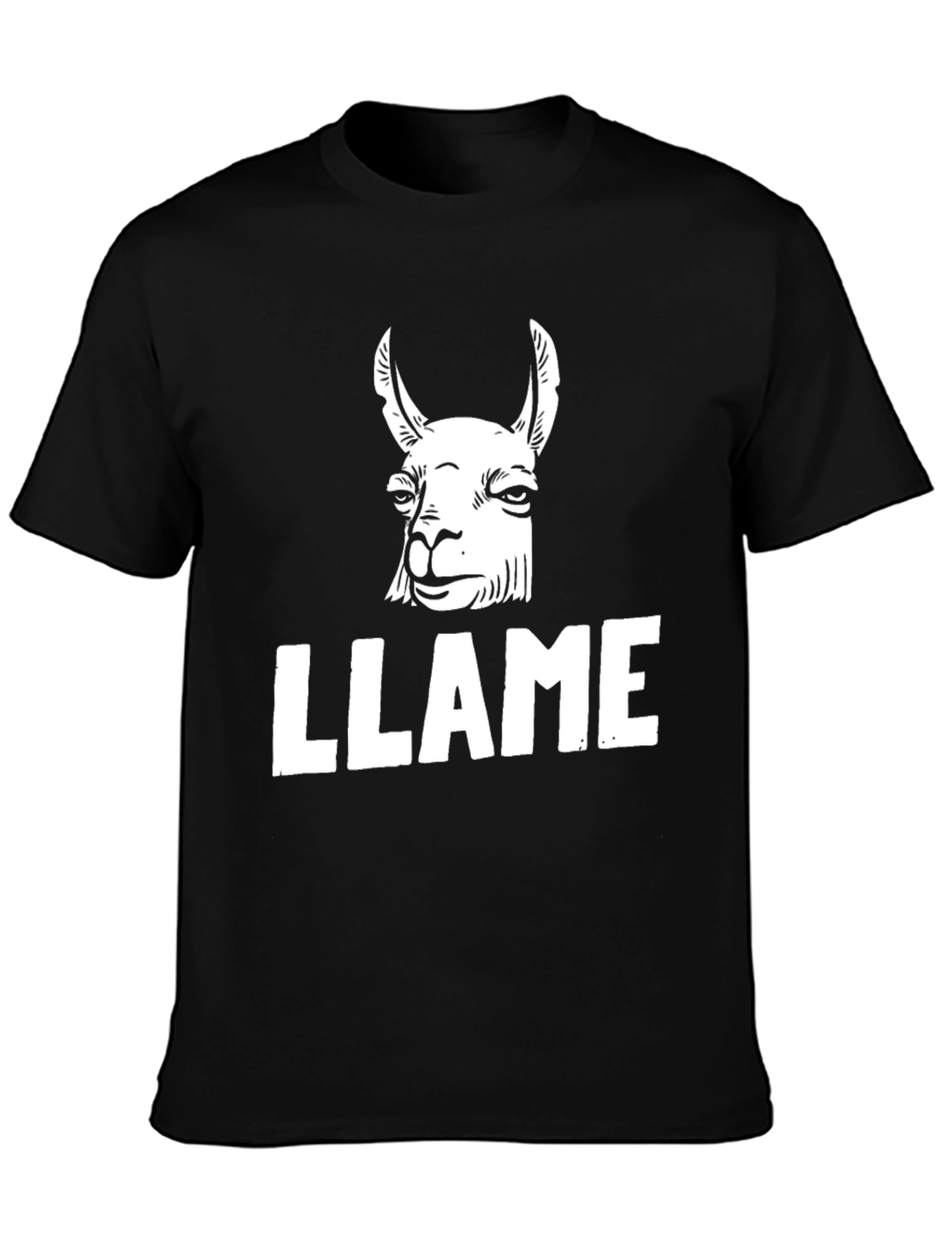 Llama Graphic Print Black T-Shirt