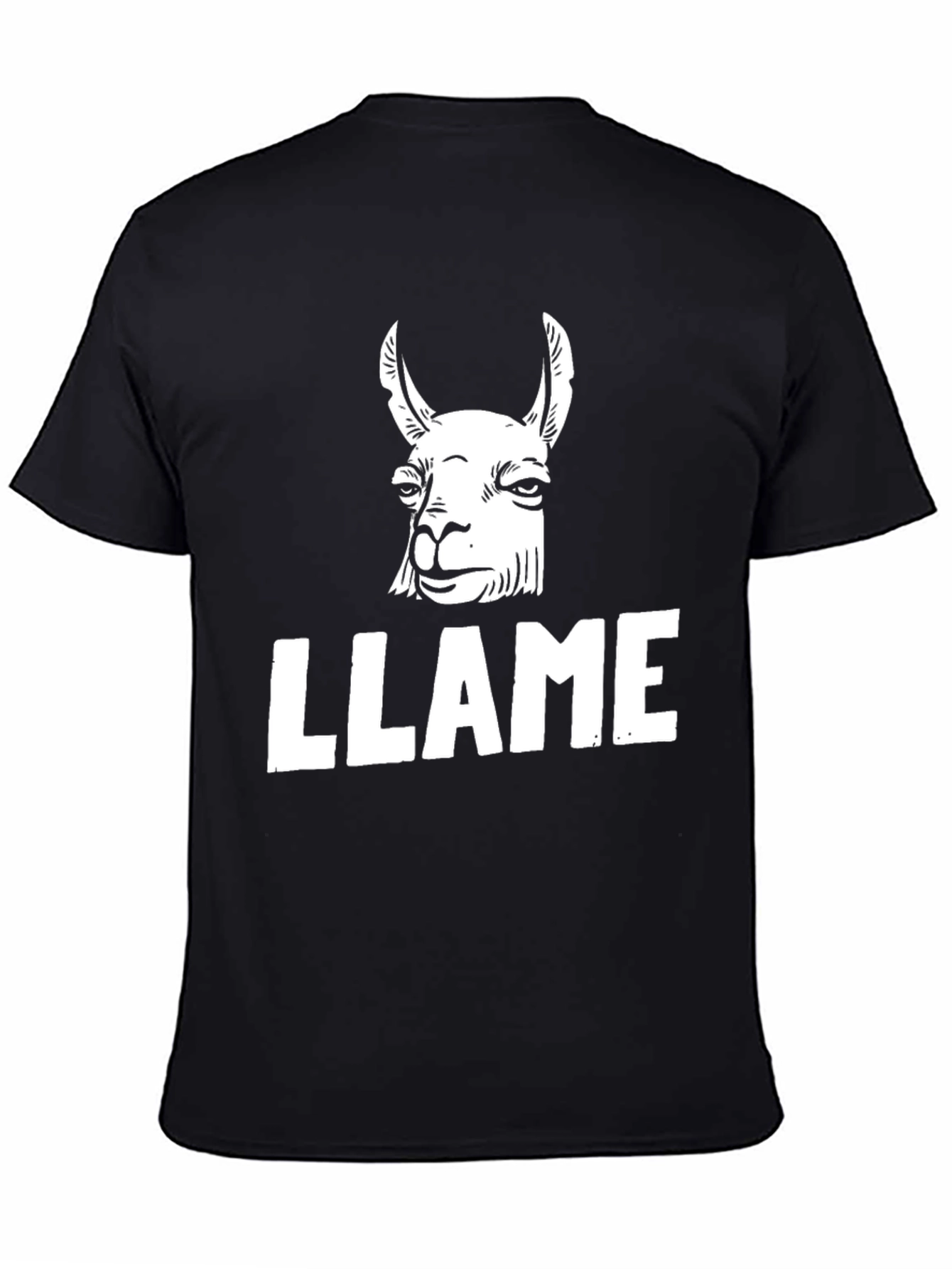 Llama Graphic Print Black T-Shirt