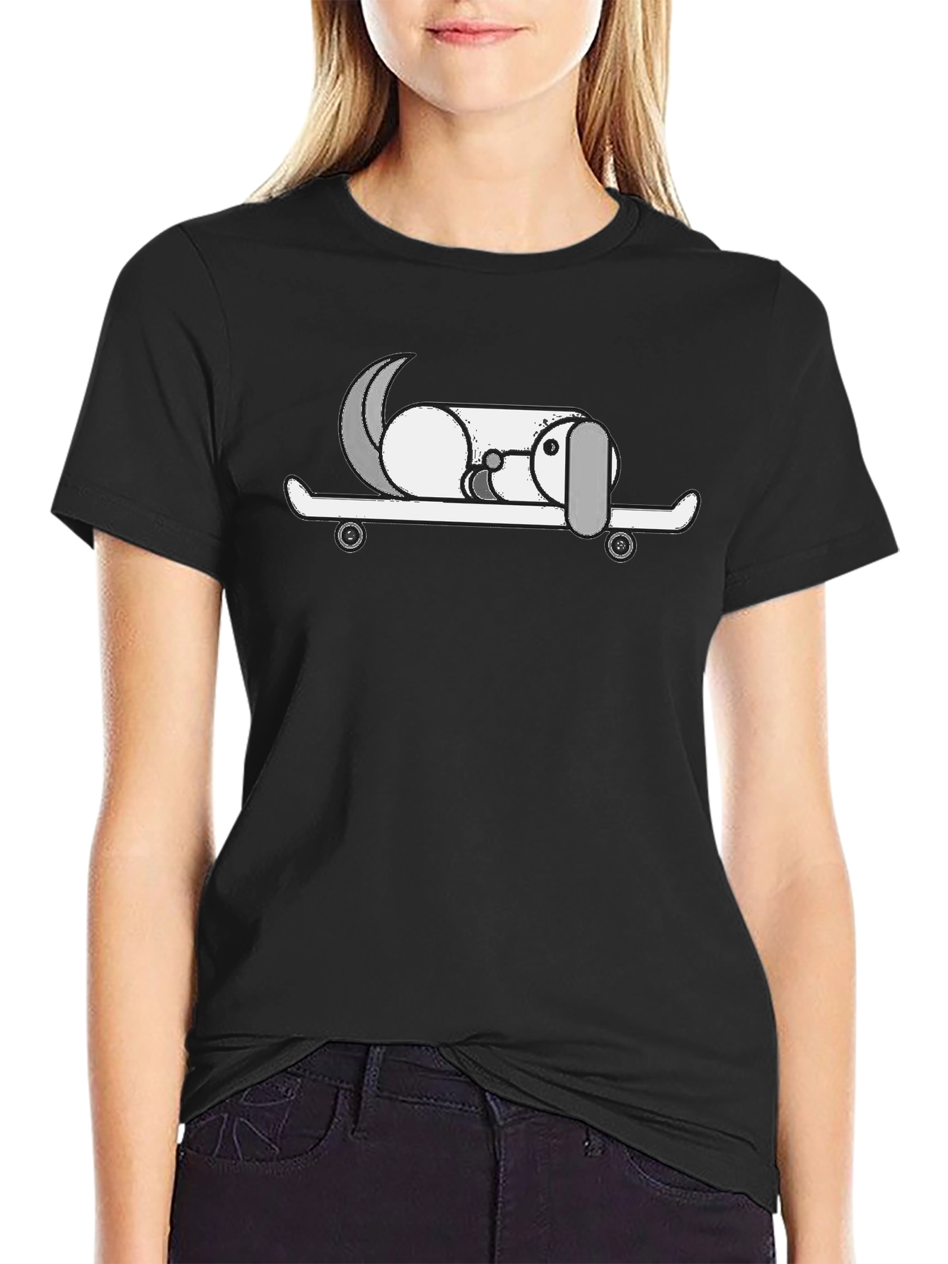 Dog on Skateboard Graphic T-Shirt
