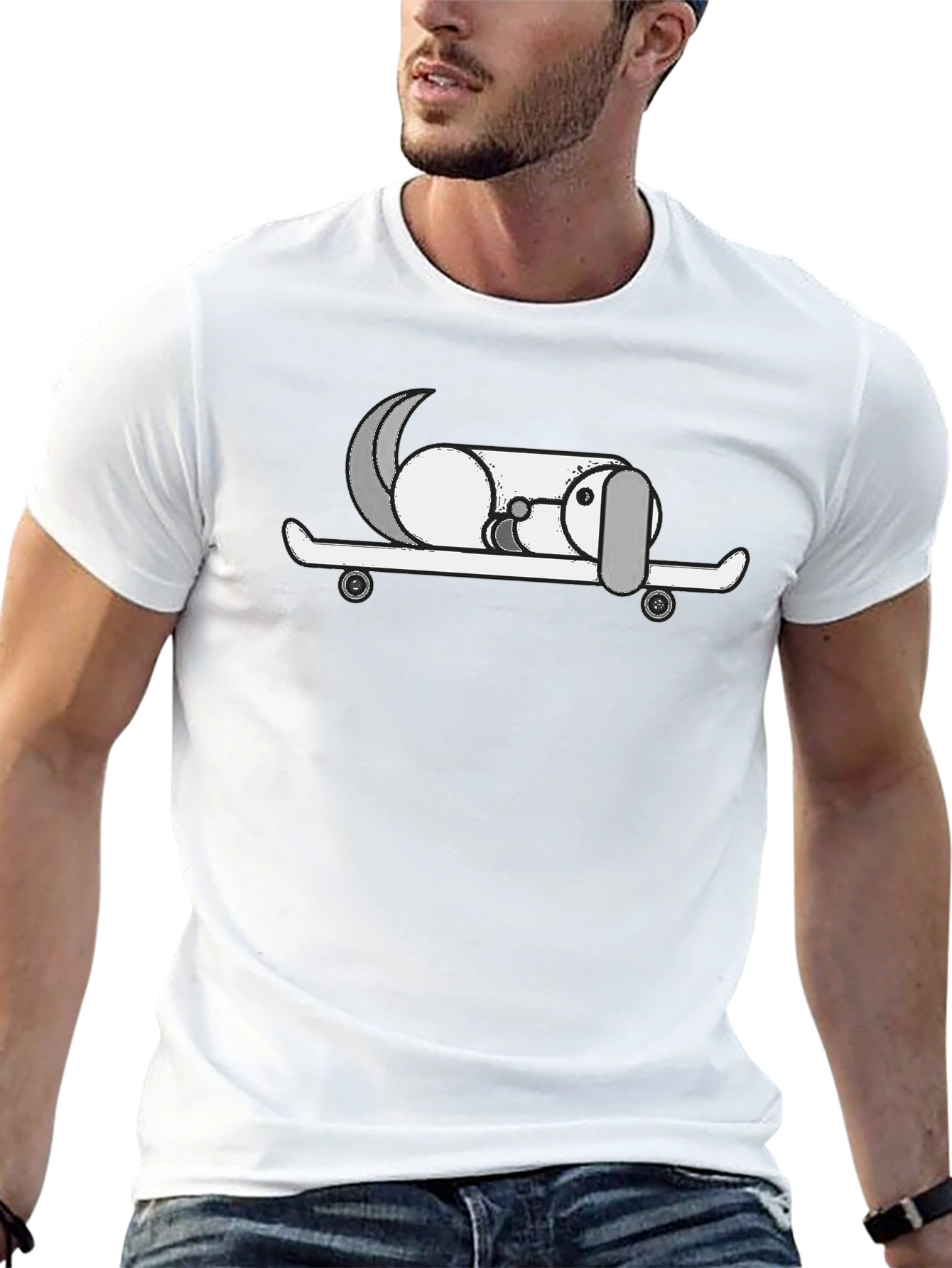 Dog on Skateboard Graphic T-Shirt