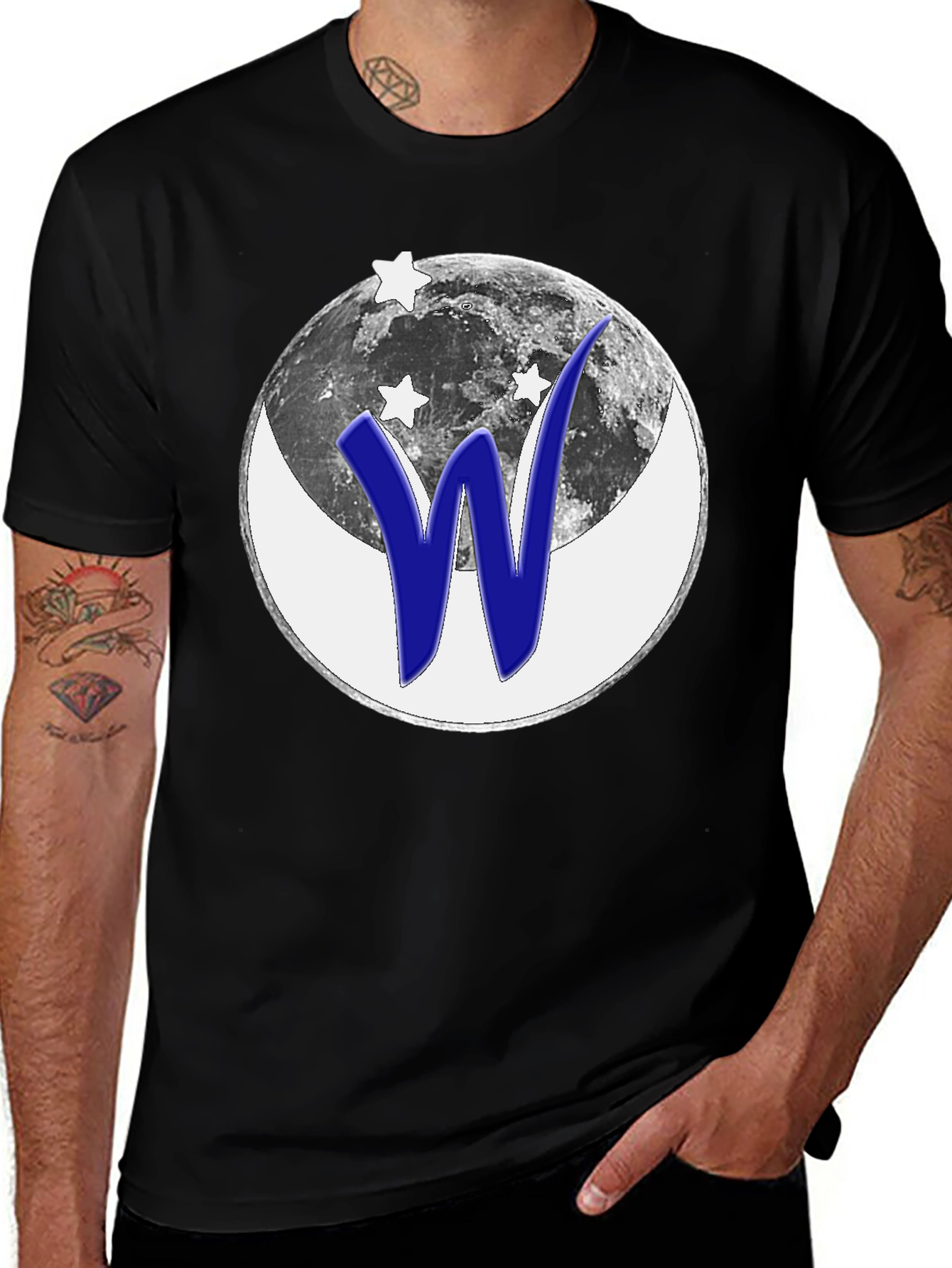 Cosmic W Graphic T-Shirt - Black Cotton Tee