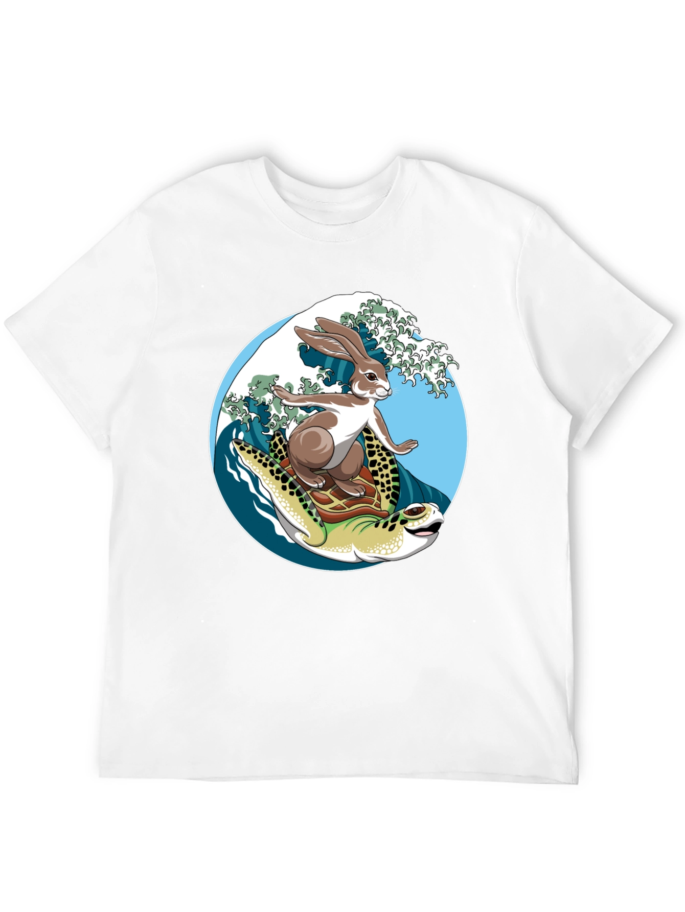 Surfing Hare & Turtle T-Shirt - Unique Design