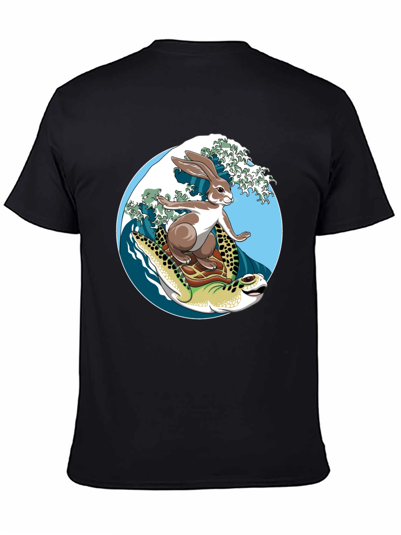 Surfing Hare & Turtle T-Shirt - Unique Design