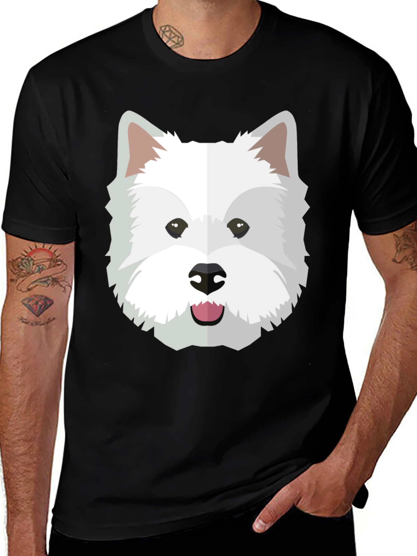 Dog Face Graphic Tee - Black Cotton Blend