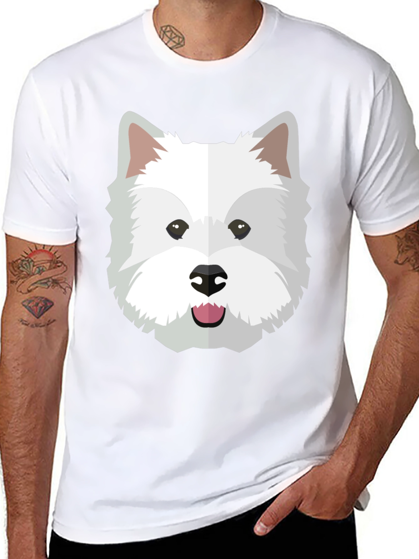 Dog Face Graphic Tee - Black Cotton Blend