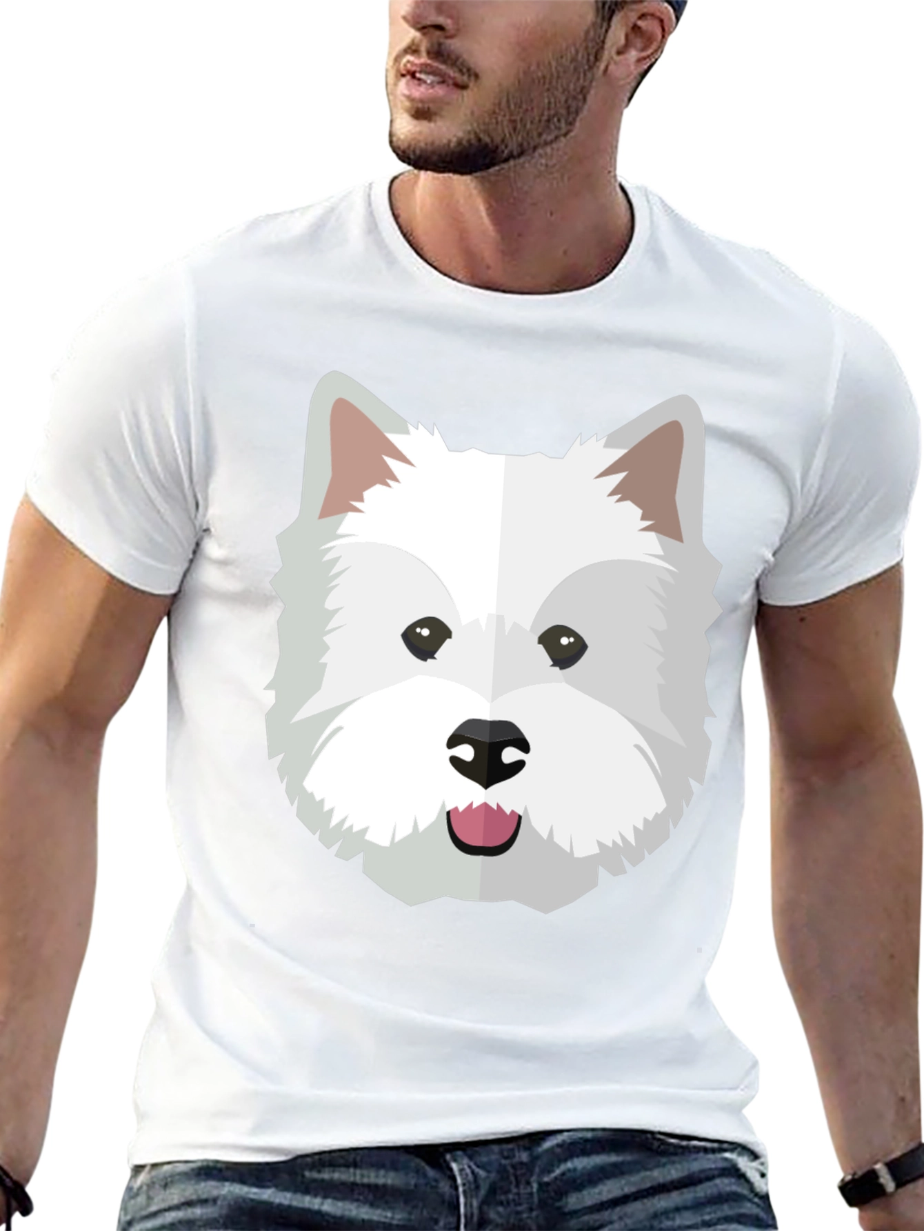 Dog Face Graphic Tee - Black Cotton Blend