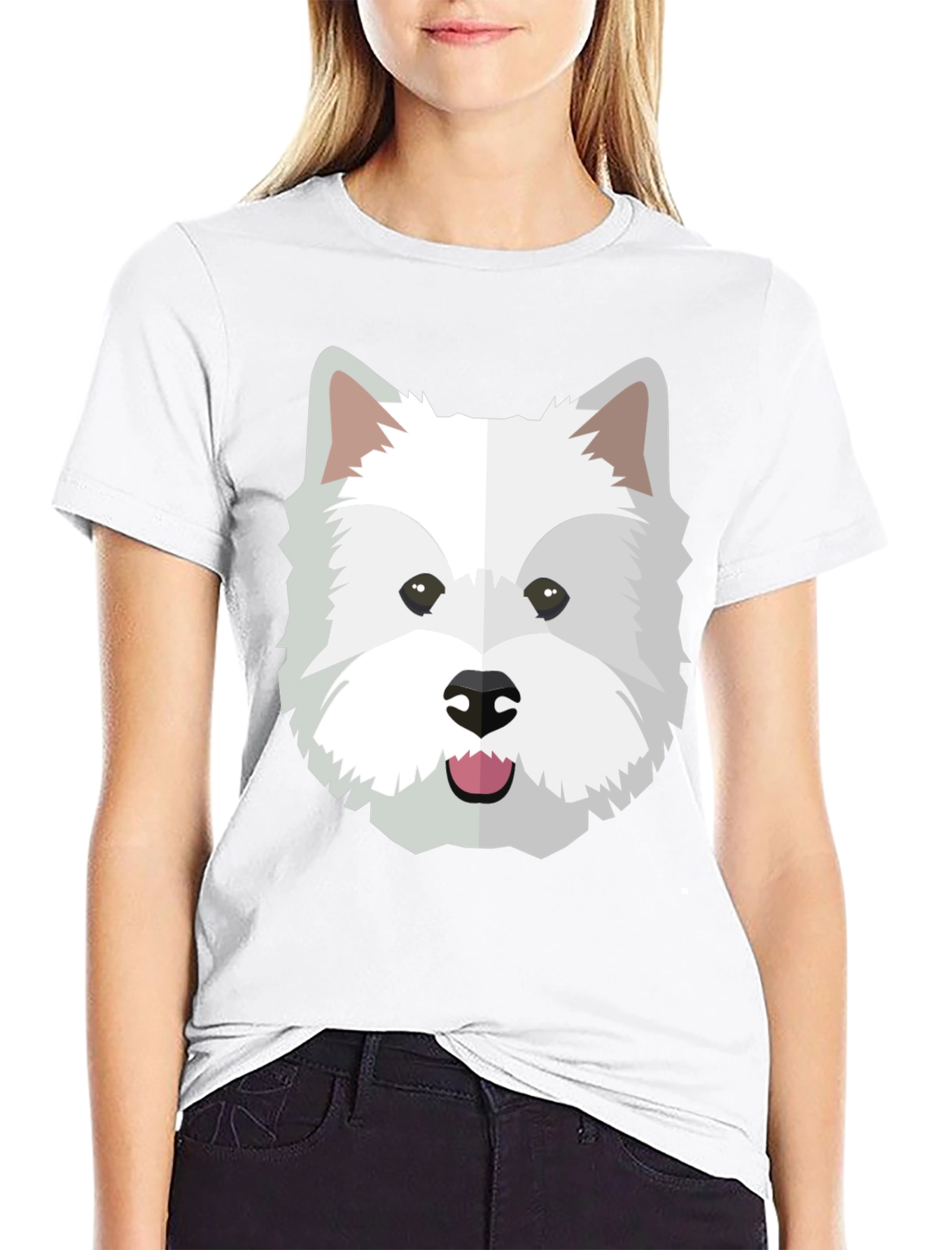 Dog Face Graphic Tee - Black Cotton Blend