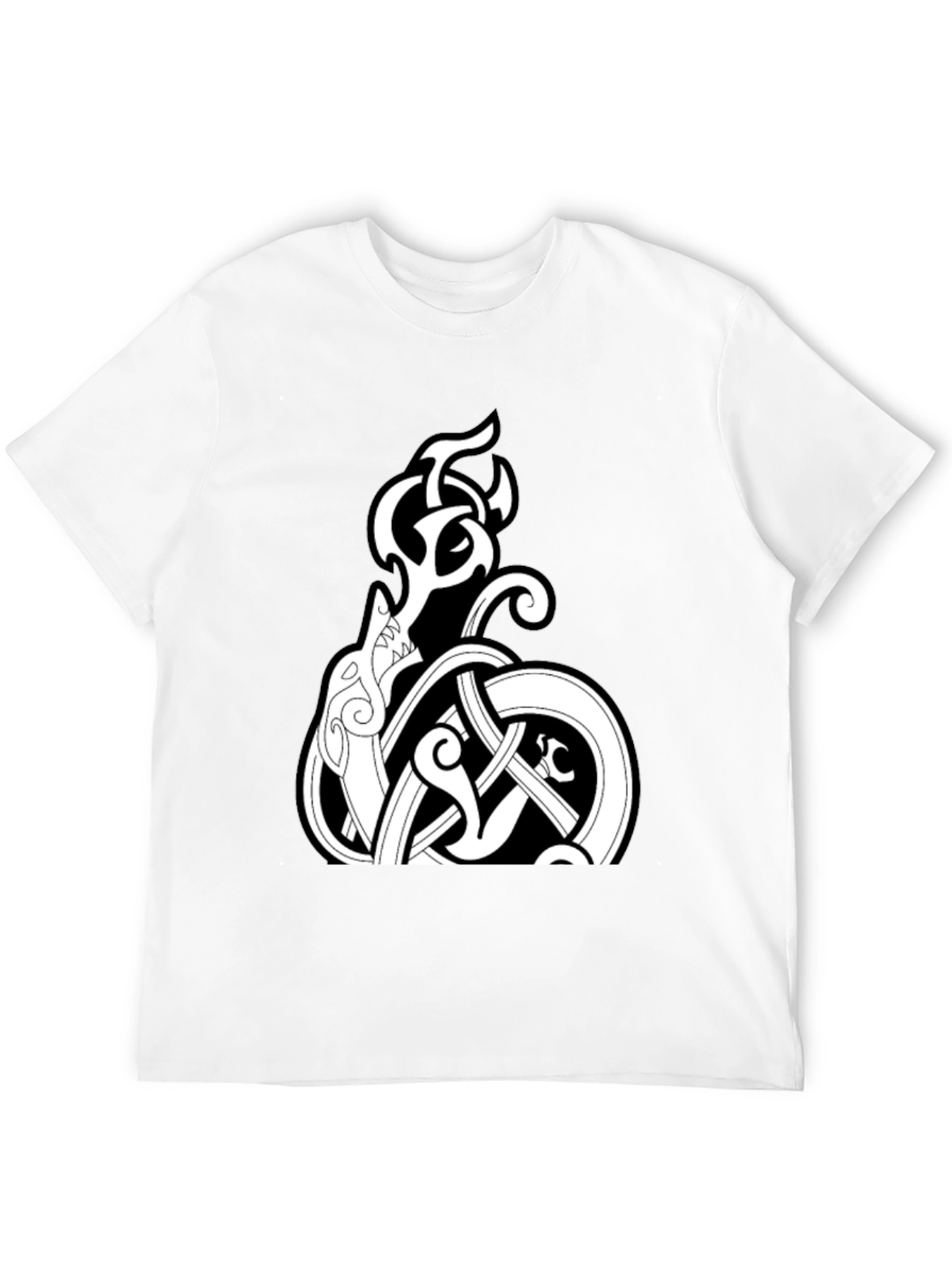 Celtic Knot Wolf Graphic Tee - Black Cotton Blend