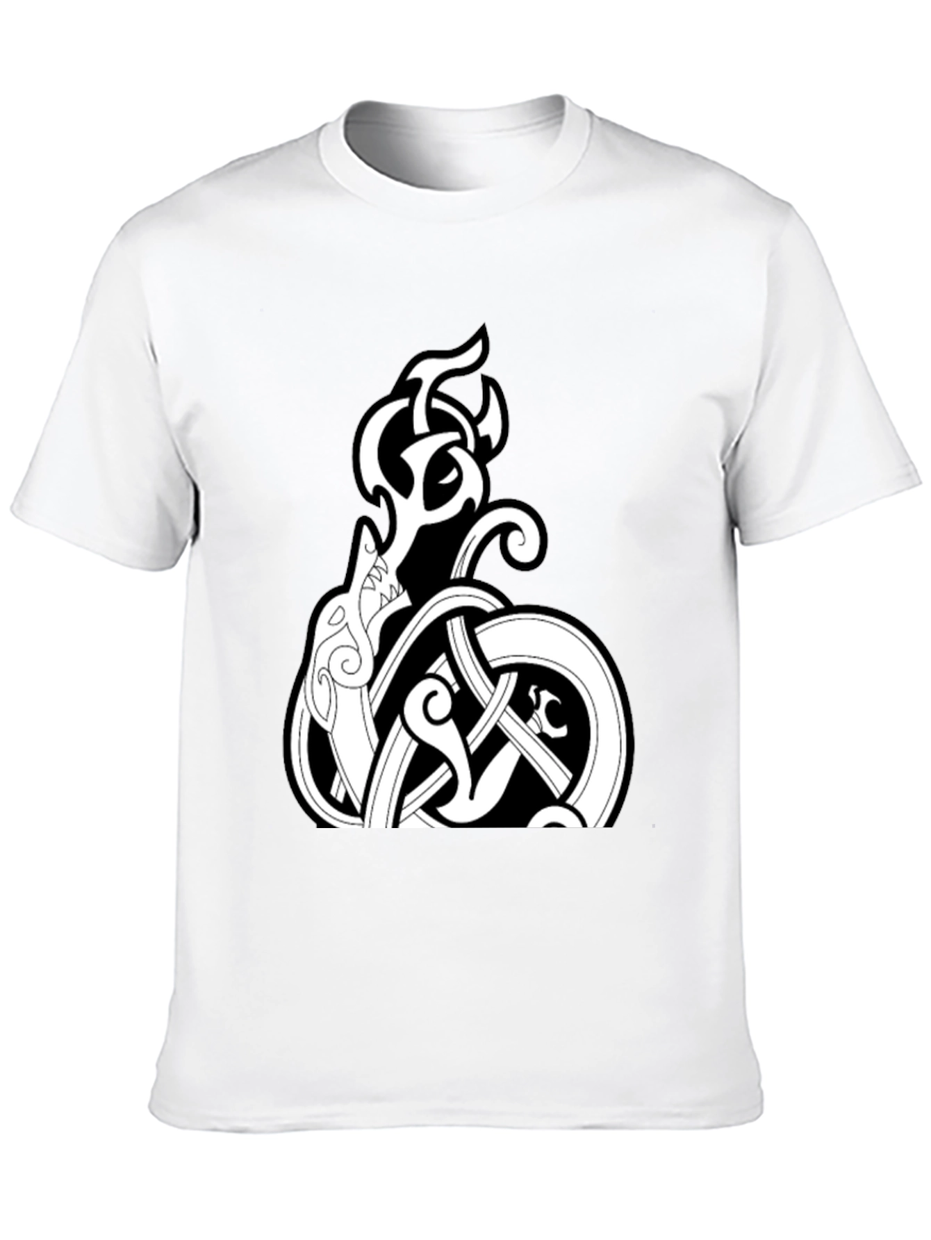 Celtic Knot Wolf Graphic Tee - Black Cotton Blend