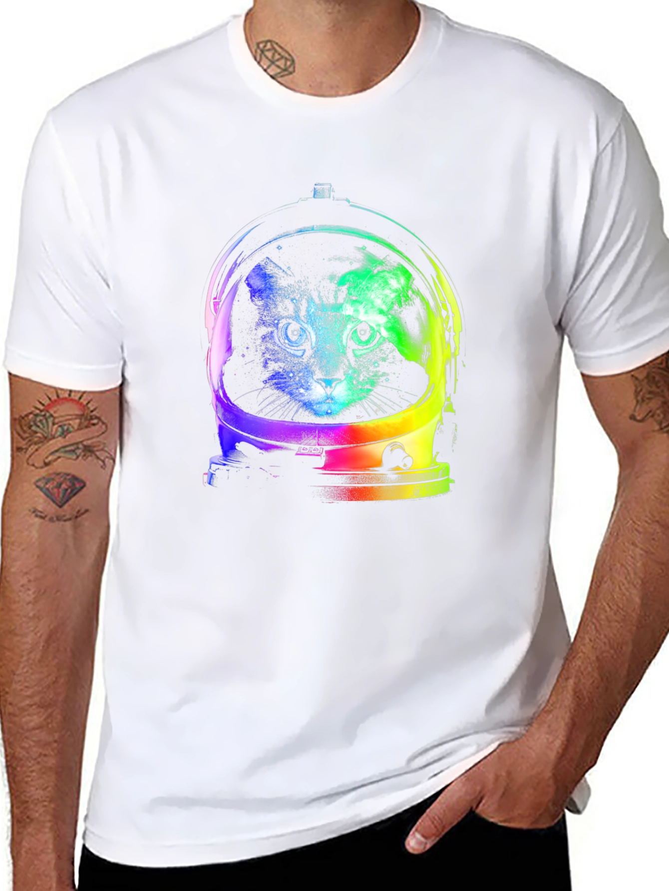 Cat Astronaut Graphic Tee - Space Kitten Shirt
